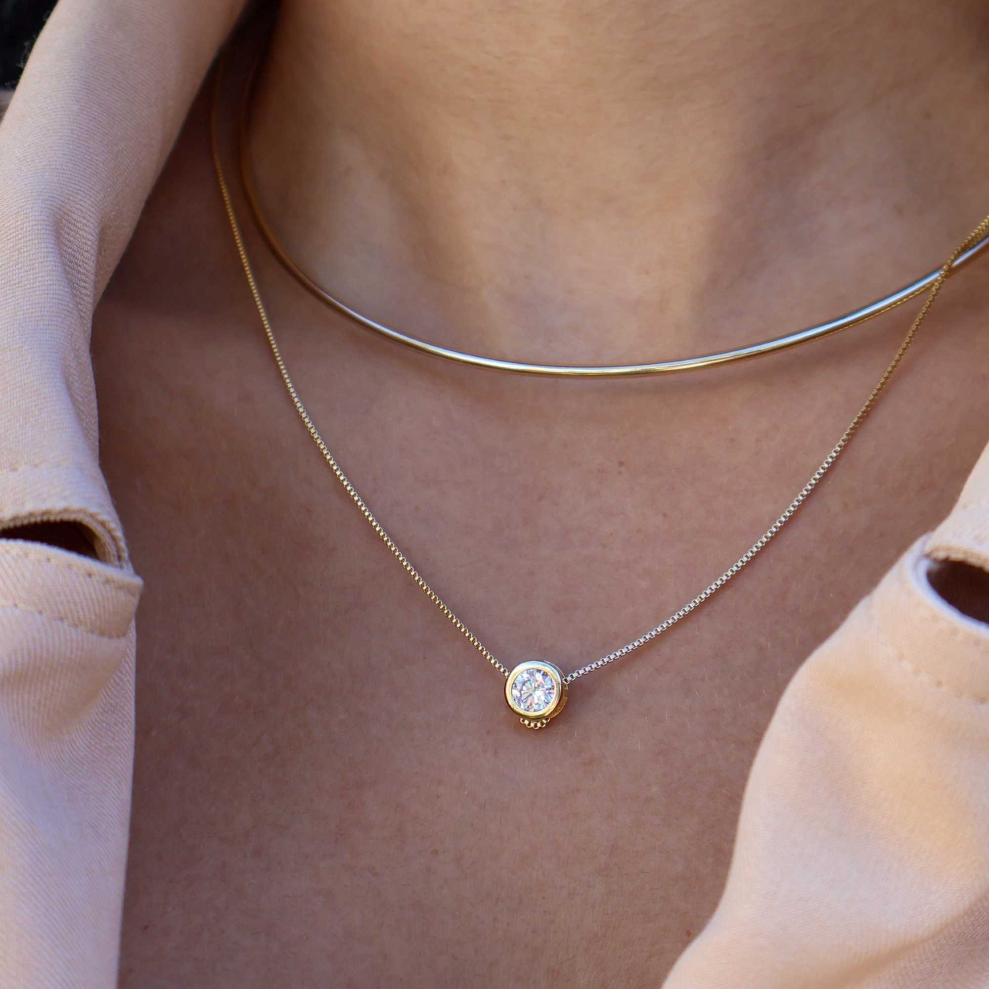 Choker Folheado a Ouro 18k Rígido Aro Liso Fino 2mm Ouro 18k 7