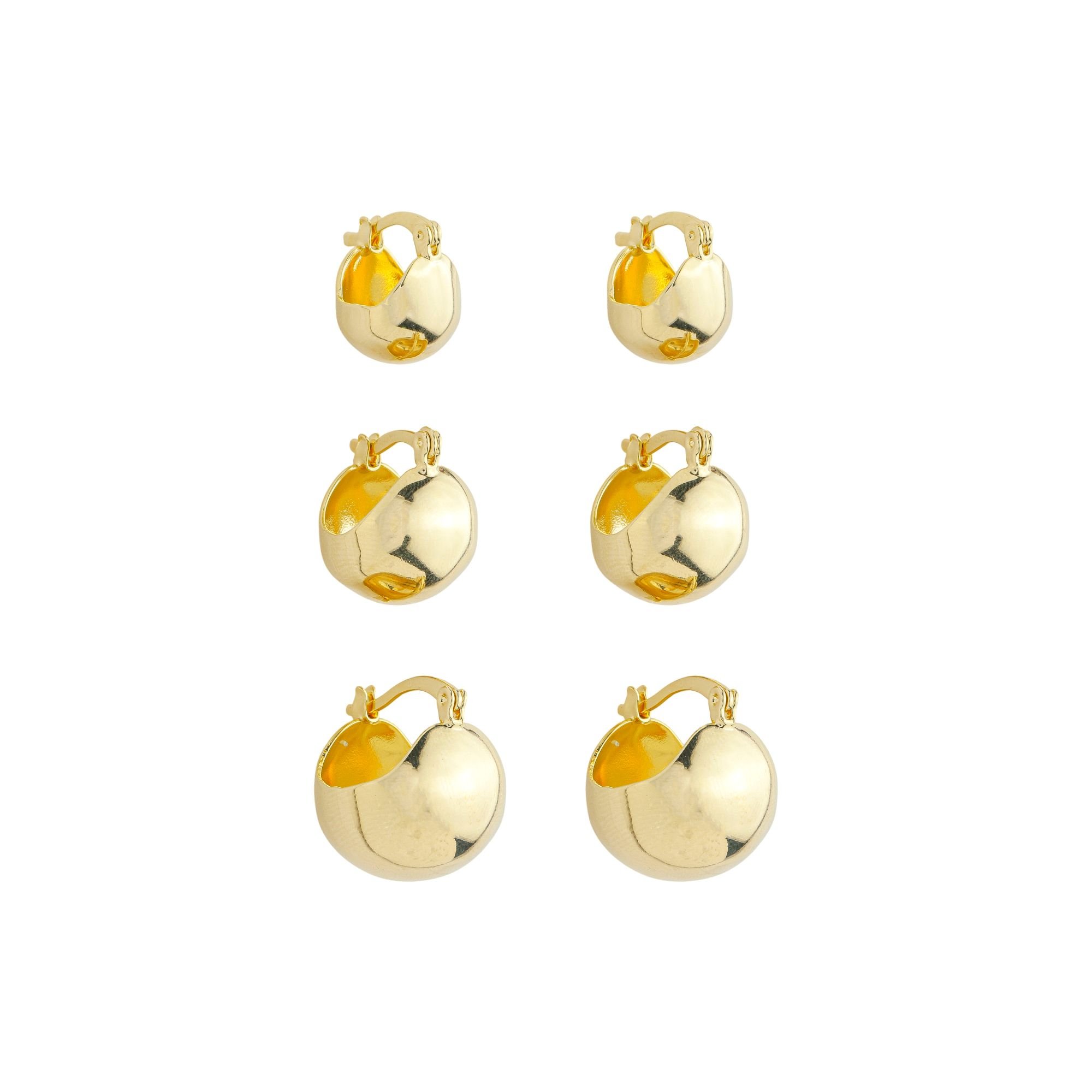 Kit Argolinha Folheado a Ouro 18k Tranqueta Abaulada