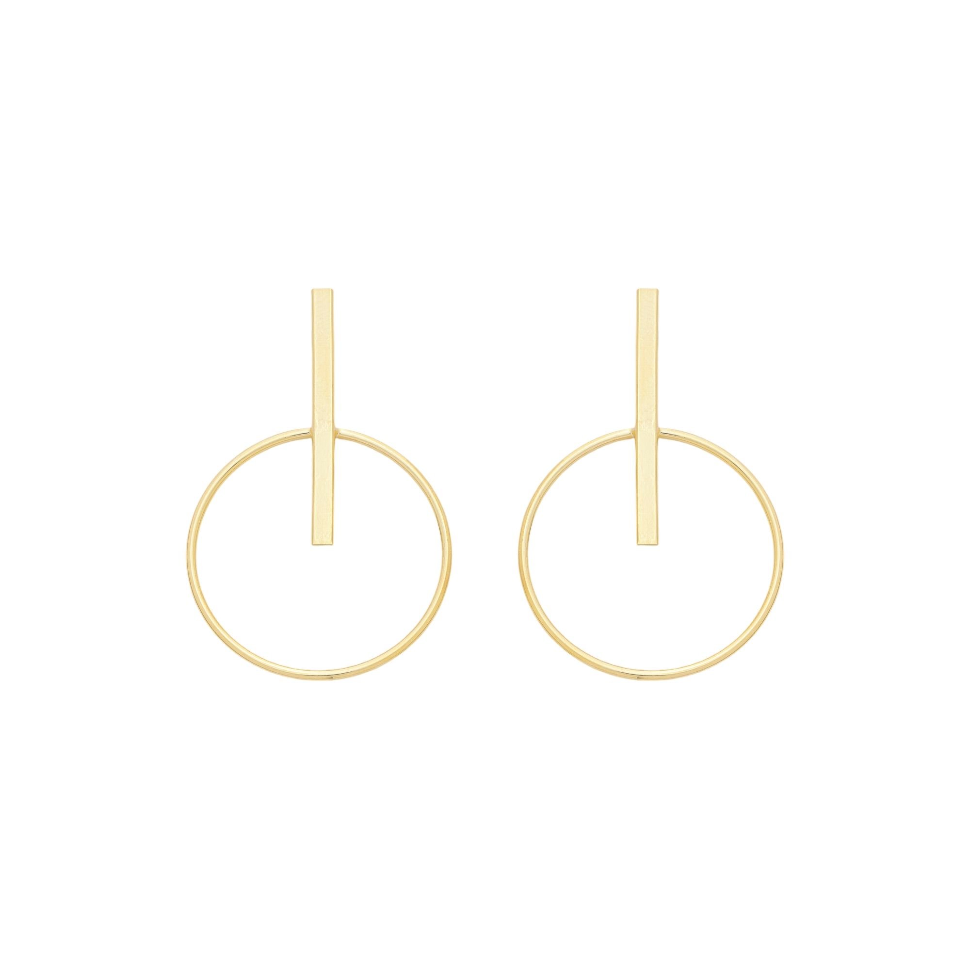 Brinco Folheado a Ouro 18k Haste Lisa e Círculo Vazado
