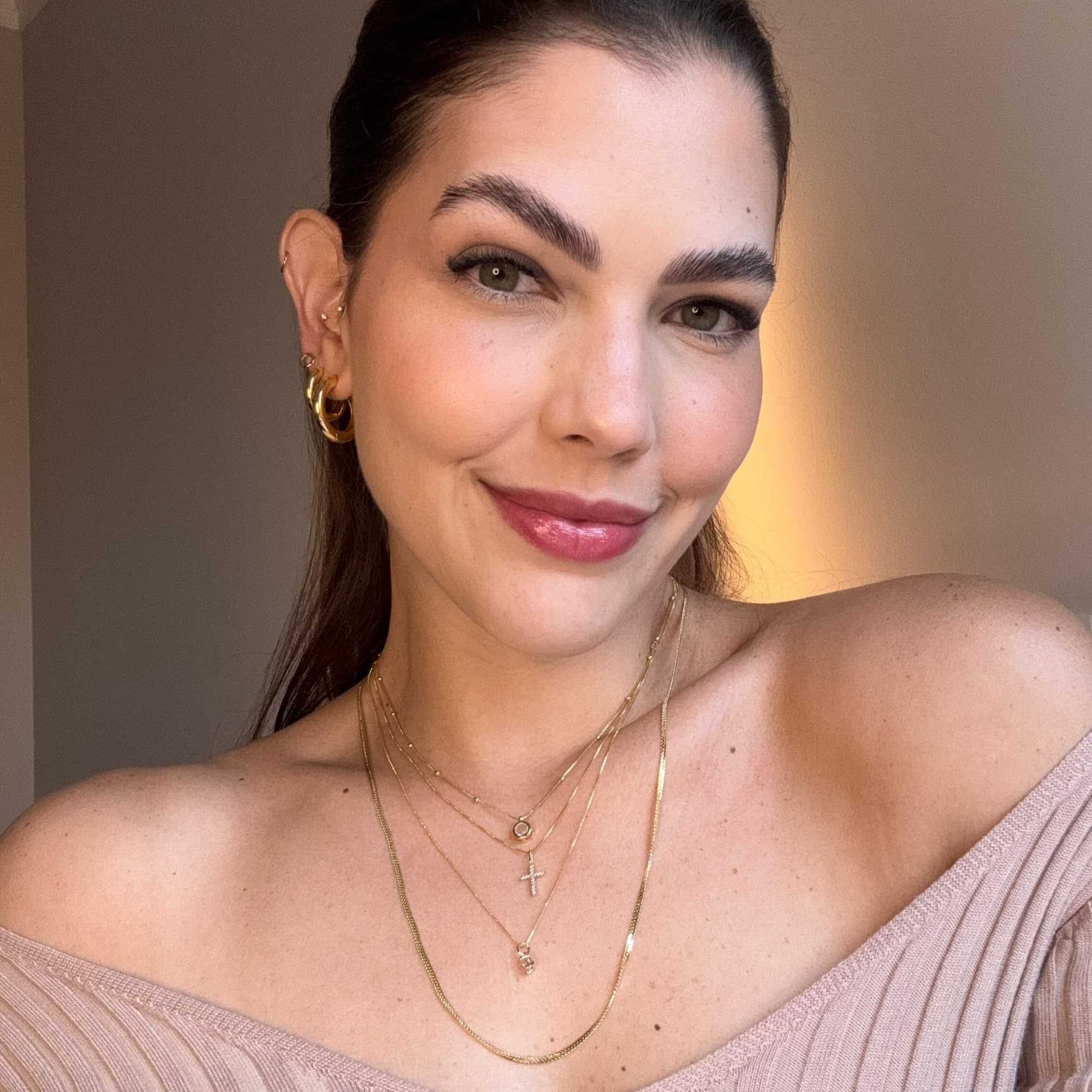 Colar Folheado a Ouro 18k Bolinhas e Ponto de Luz M Dourado 3