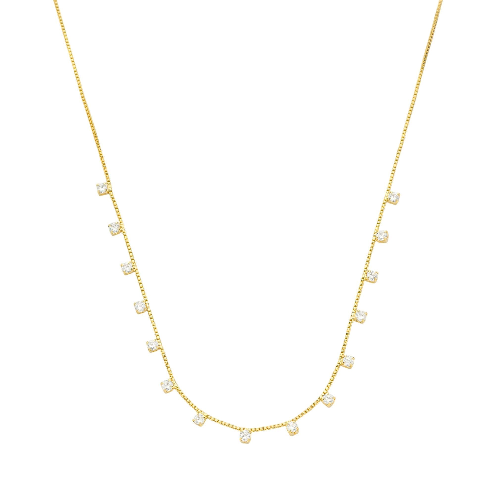 Colar Folheado a Ouro 18k Zircônia Quadrada P