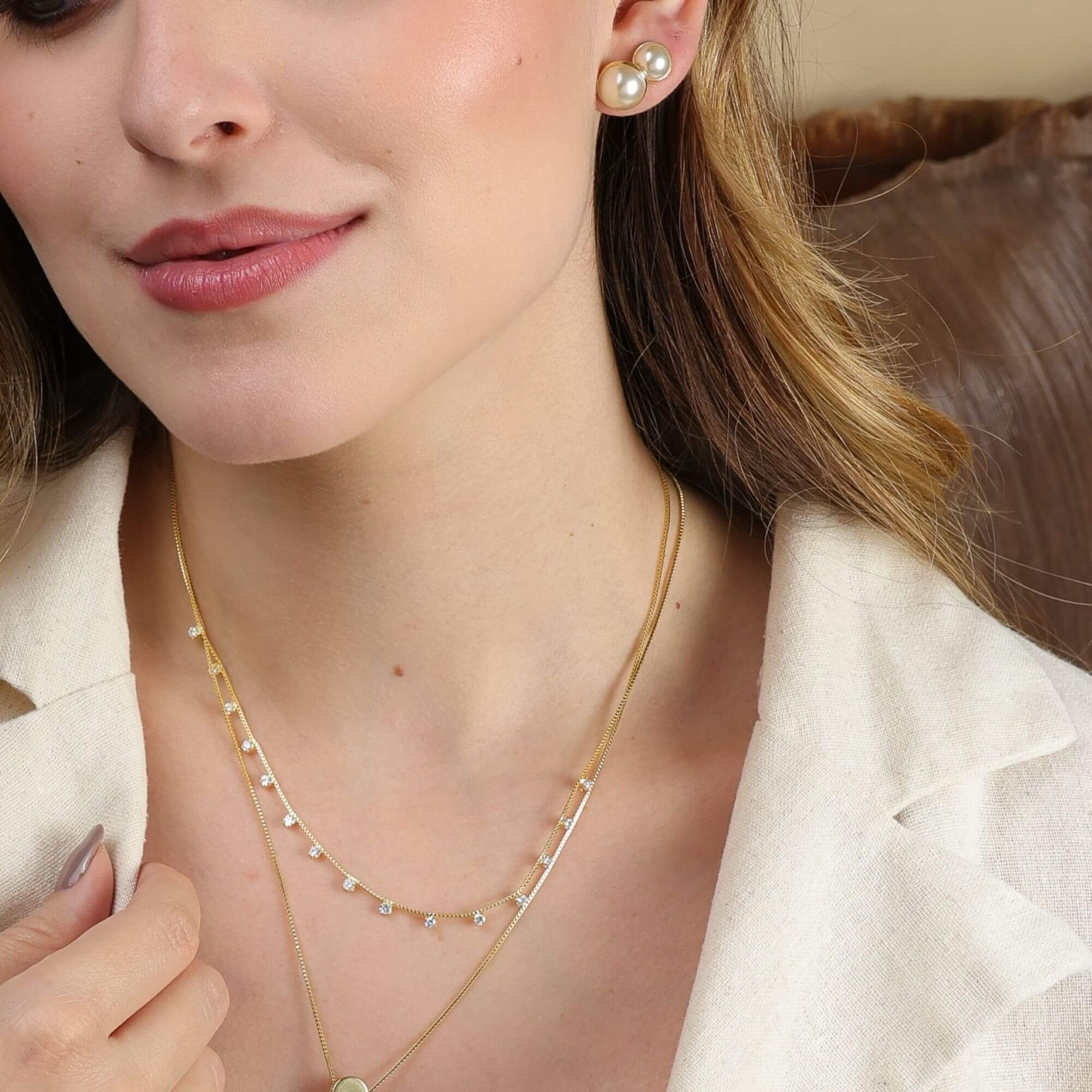 Colar Folheado a Ouro 18k Zircônia Quadrada P Ouro 18k 2
