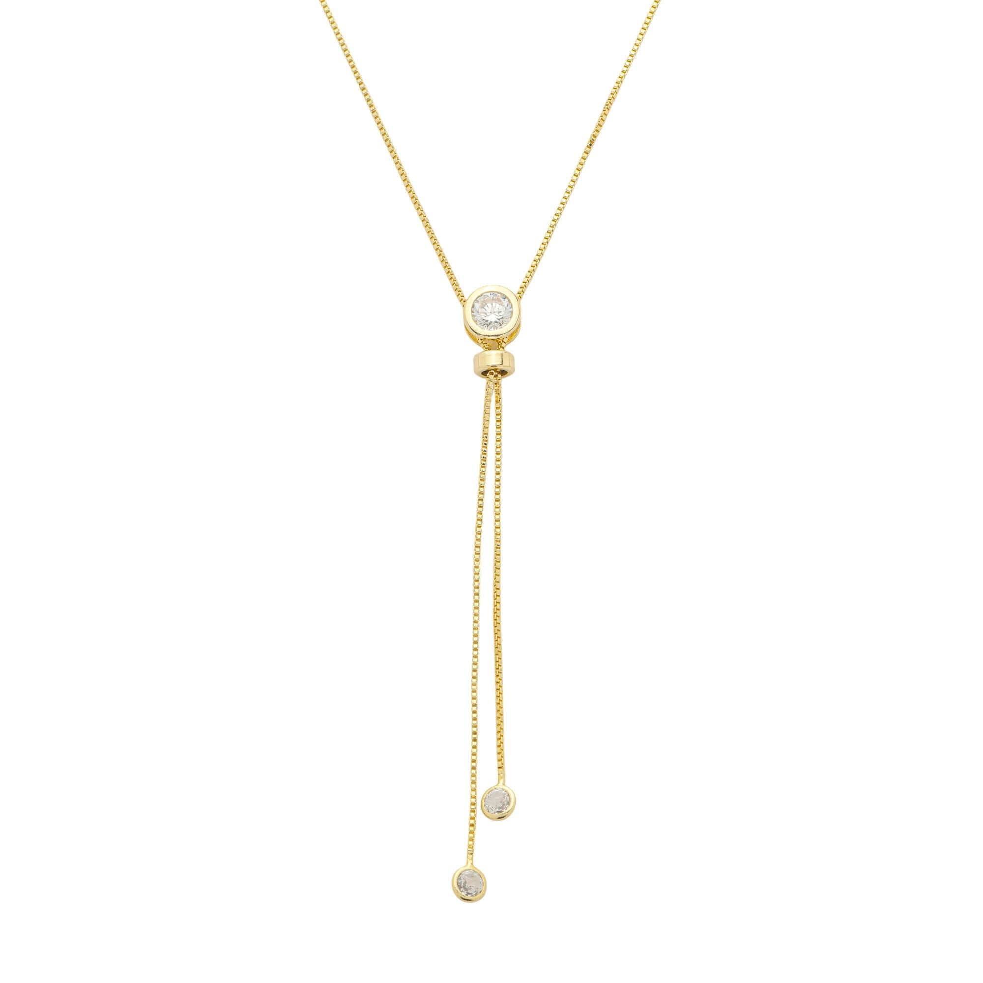 Colar Gravatinha Folheado a Ouro 18k Zircônia Ponto de Luz G Ouro 18k 1