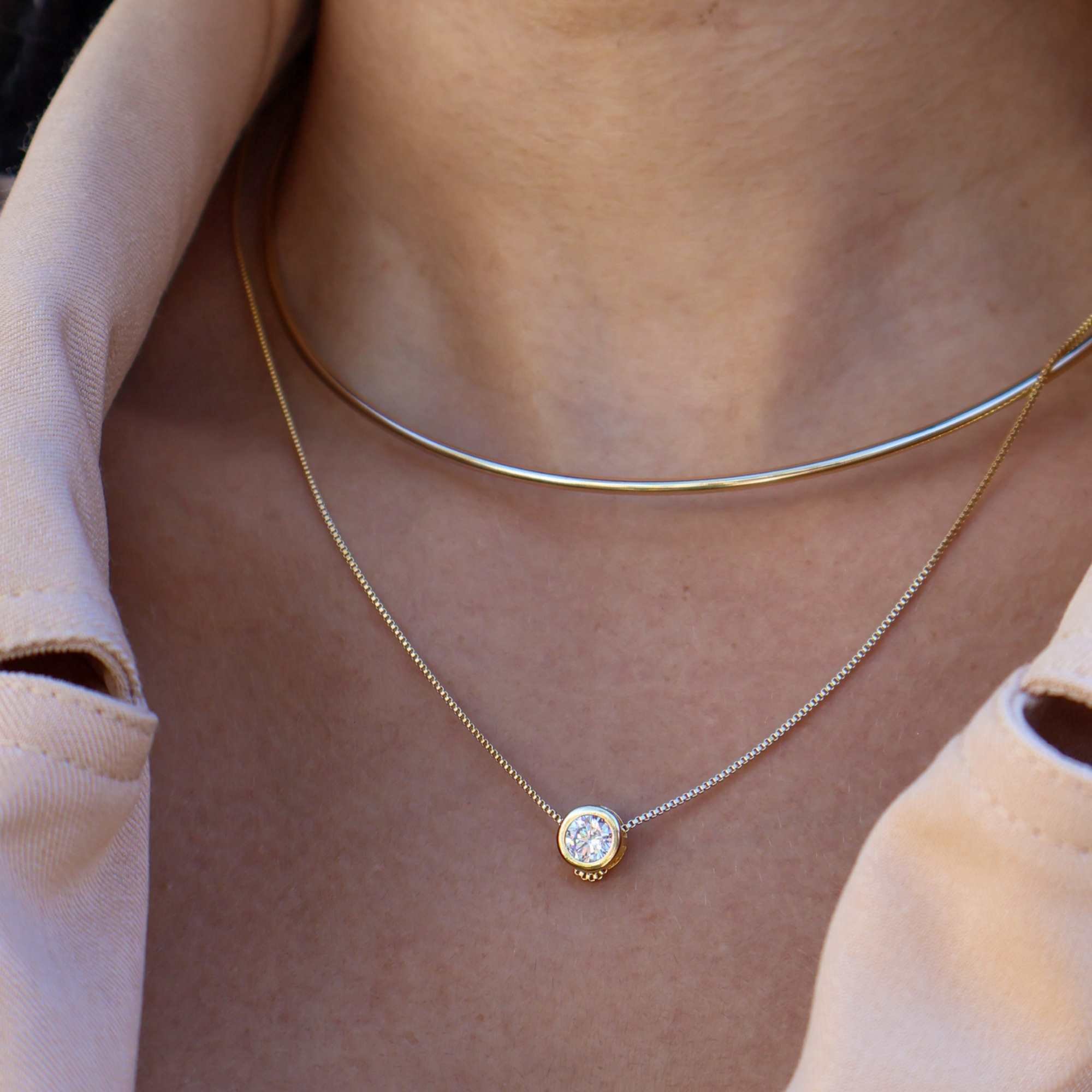 Colar Gravatinha Folheado a Ouro 18k Zircônia Ponto de Luz G Ouro 18k 7