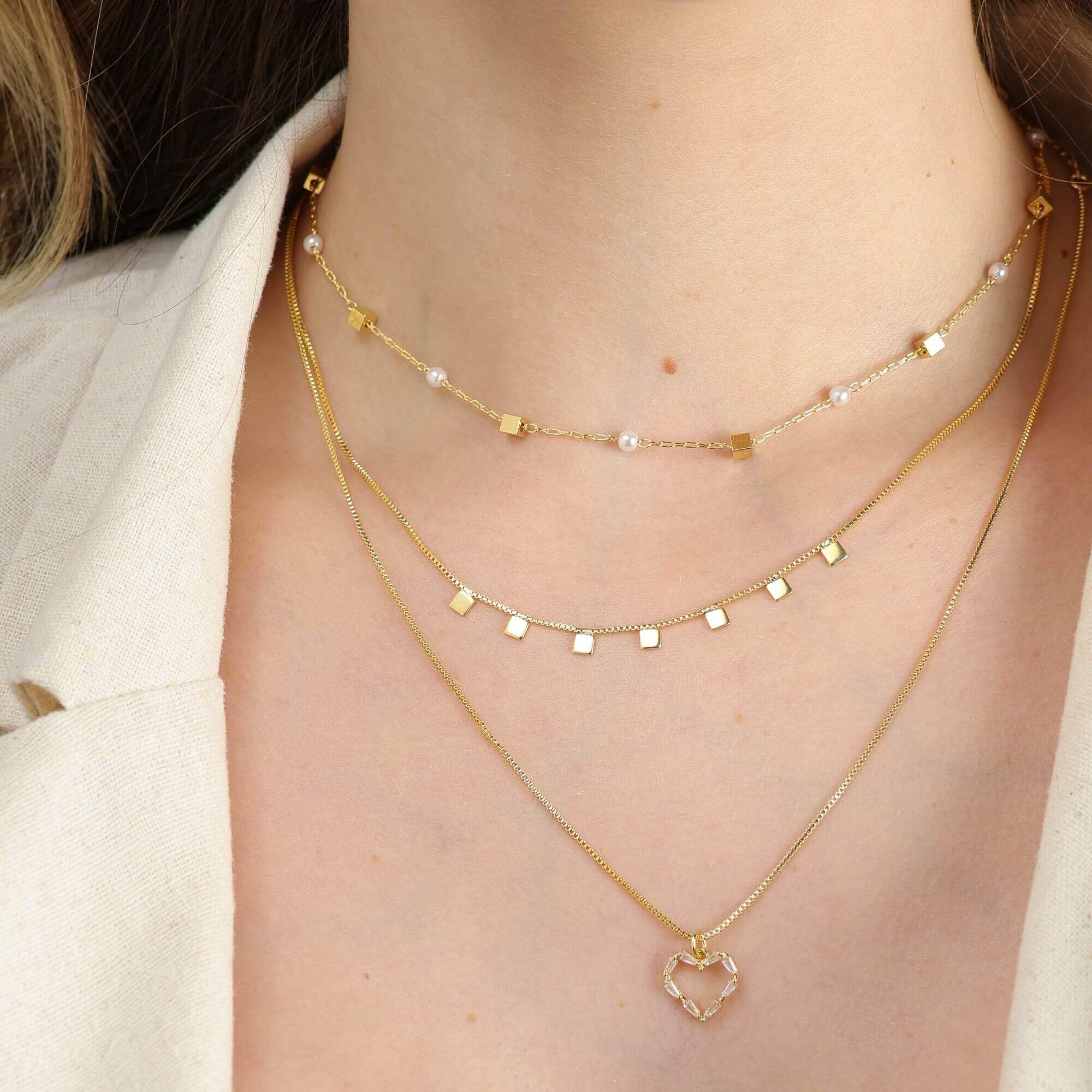 Choker Folheado a Ouro 18k Quadrado Liso P Ouro 18k 2
