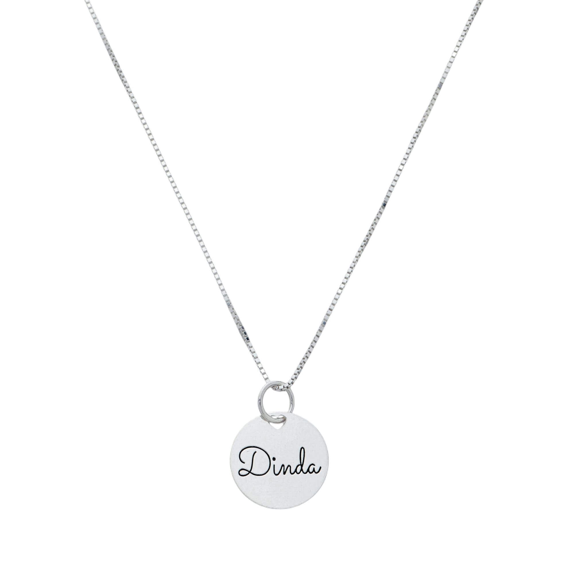 Colar Prata 925 Medalha Dinda