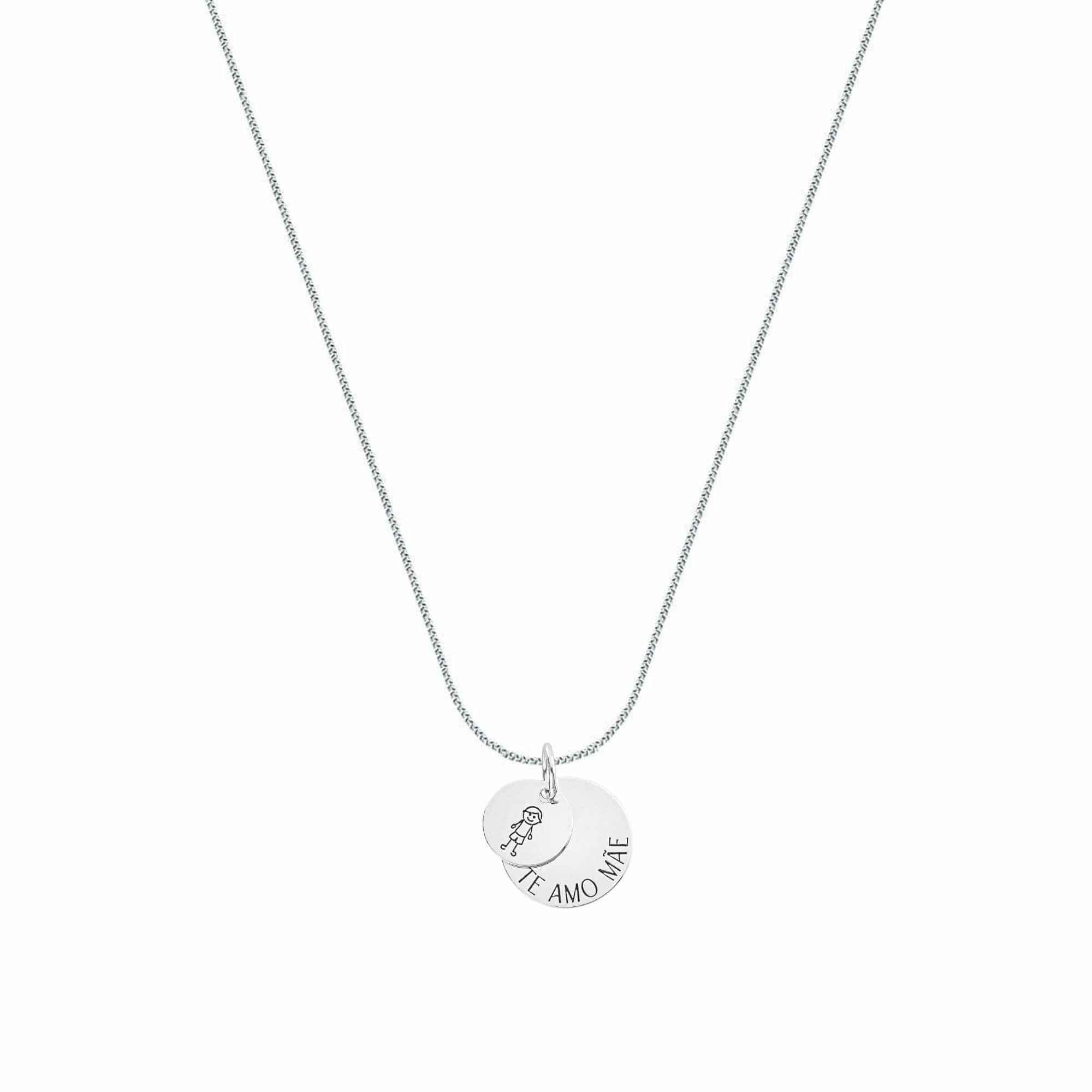 Colar Prata 925 Medalha Te Amo Mãe Menino Prata 4