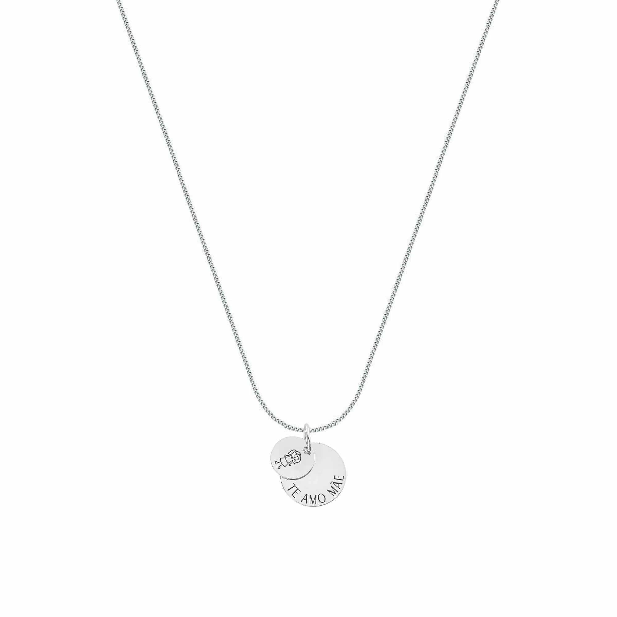Colar Prata 925 Medalha Te Amo Mãe Menina Prata 3