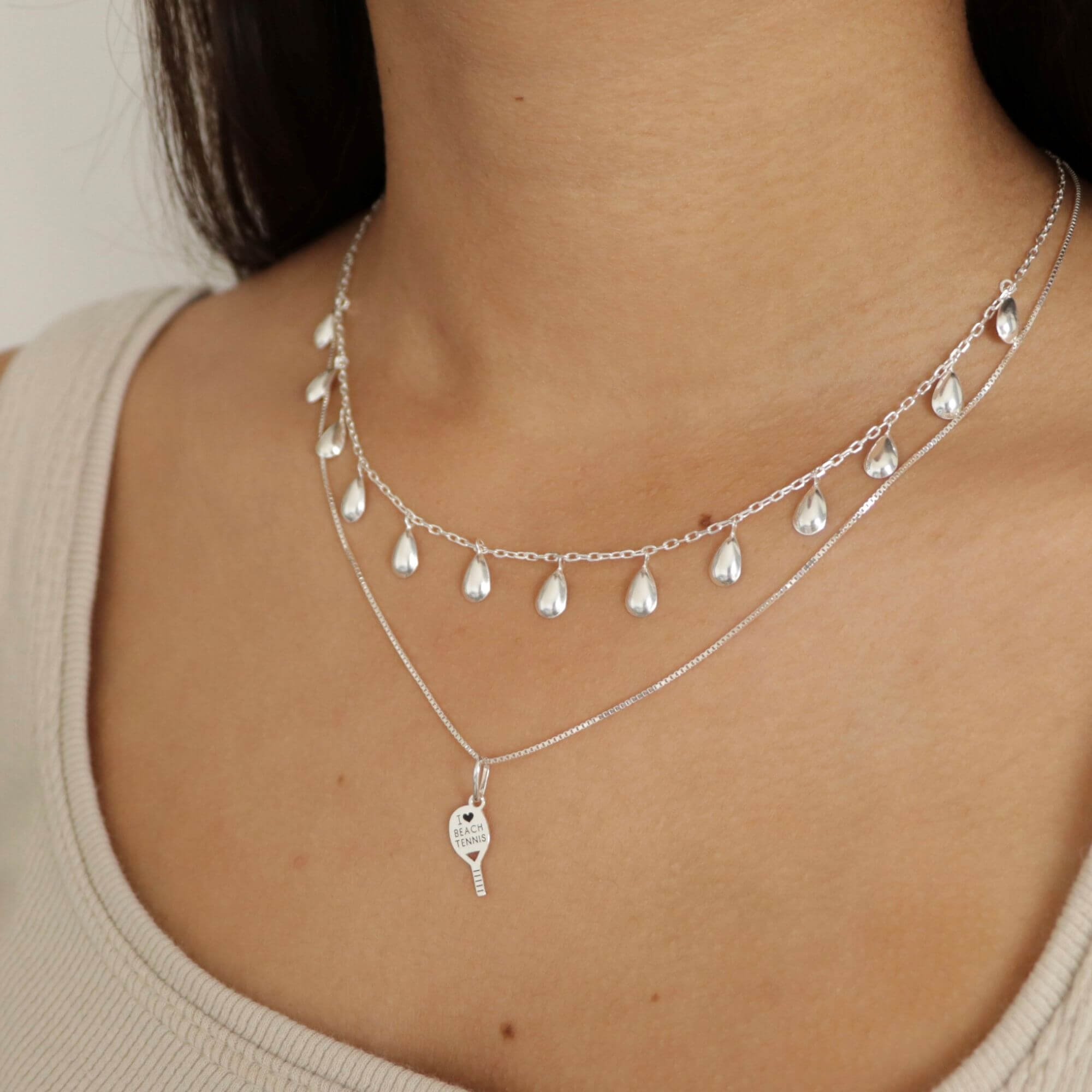 Colar Prata 925 Pingente I Love Beach Tennis Prata 2