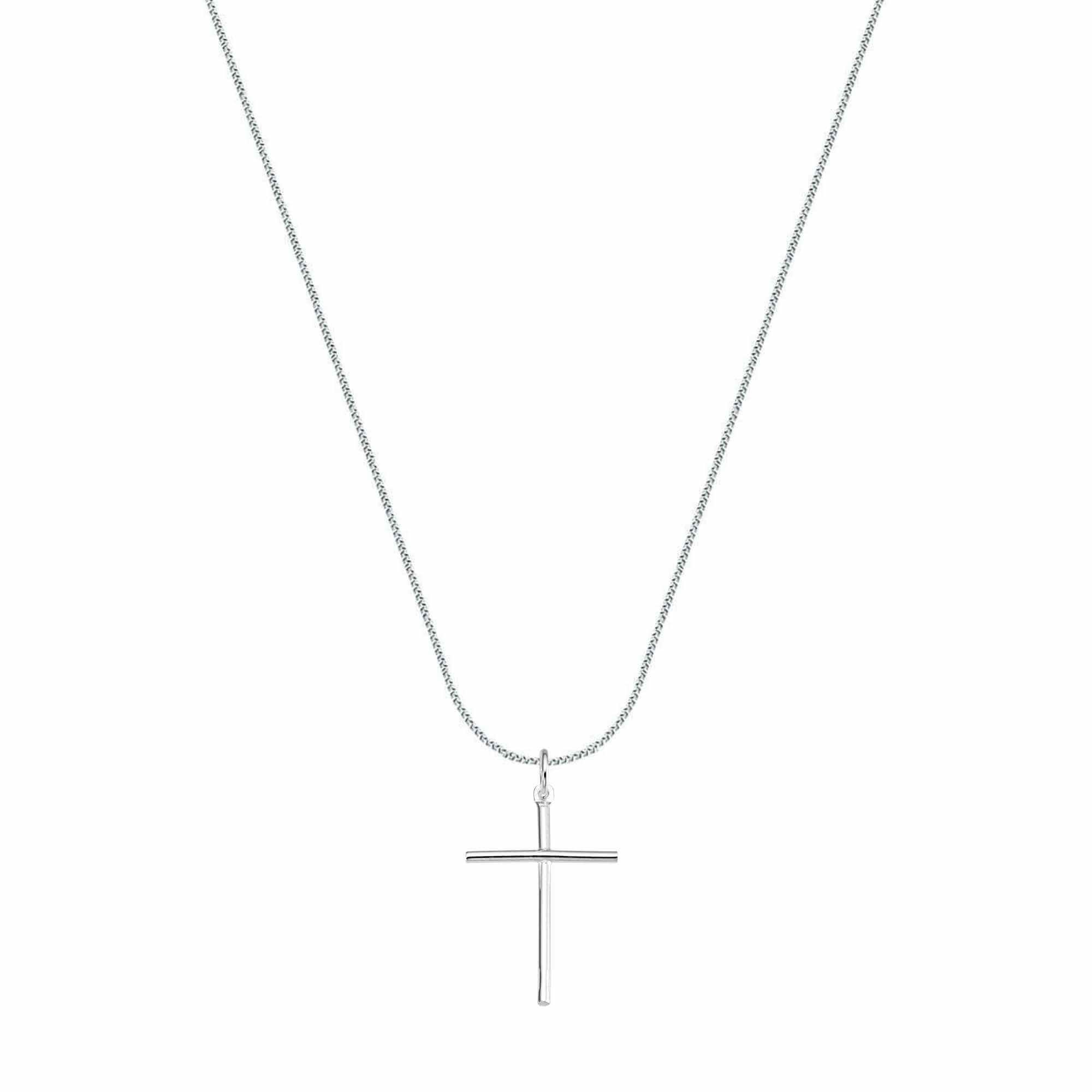 Colar Prata 925 Pingente Crucifixo Liso 70cm