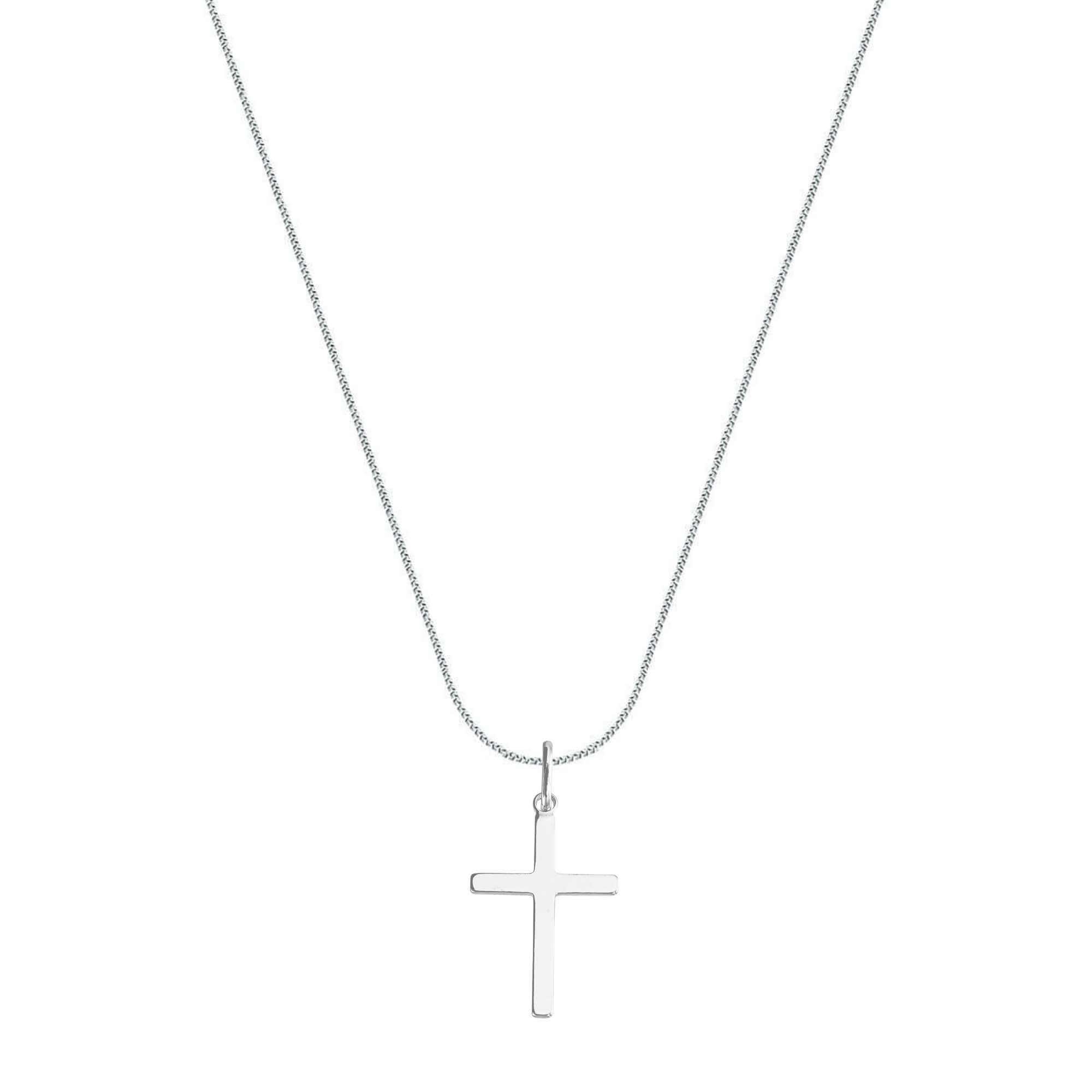 Colar Prata 925 Pingente Crucifixo Liso G