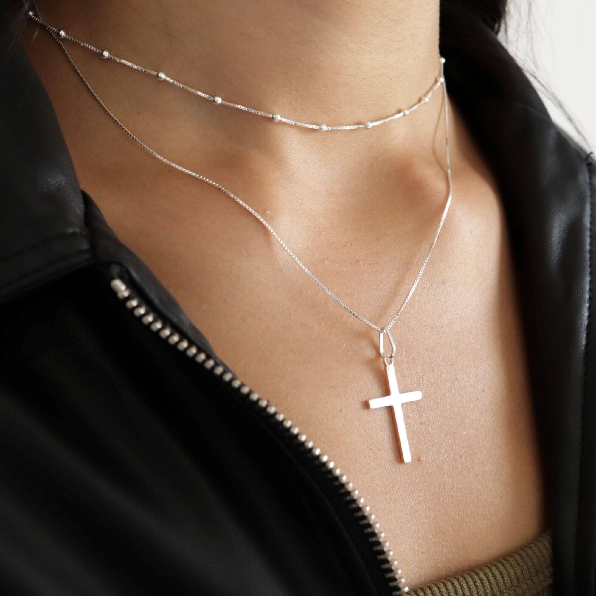 Colar Prata 925 Pingente Crucifixo Liso G Prata 2