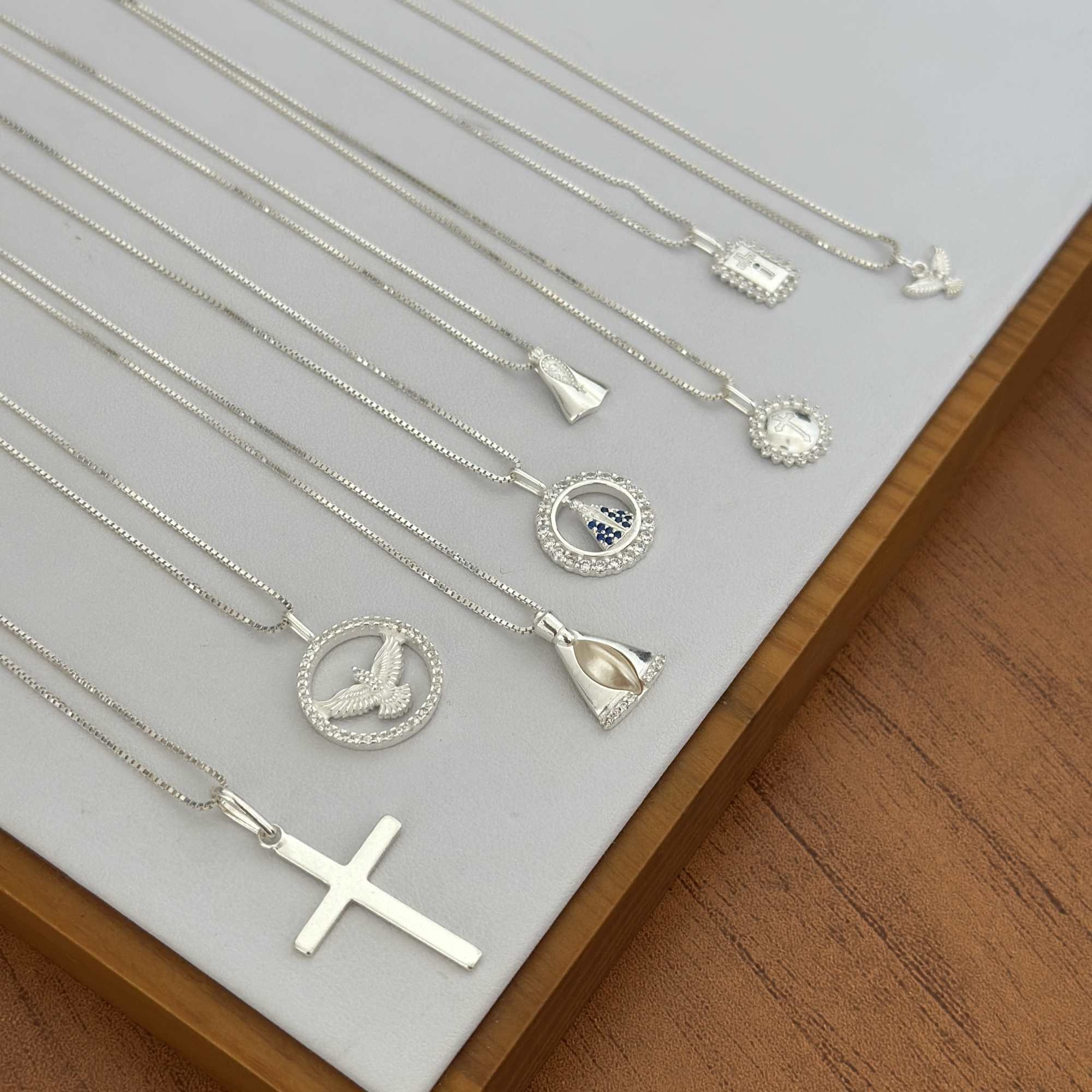 Colar Prata 925 Pingente Crucifixo Liso G Prata 12