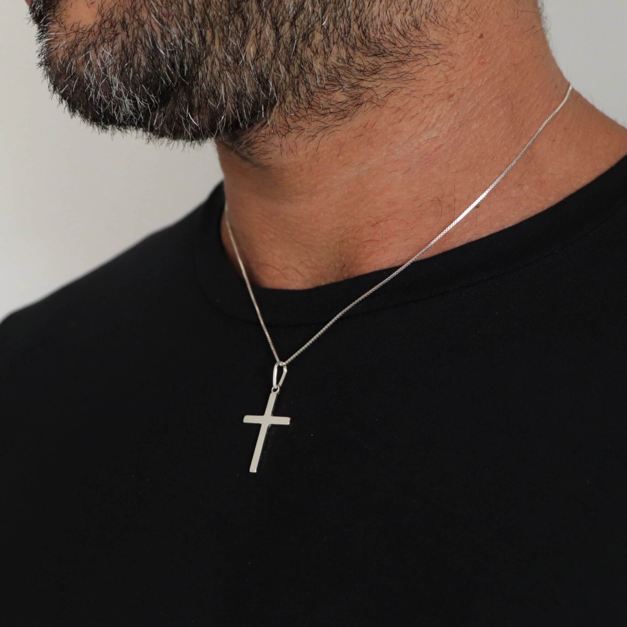 Colar Prata 925 Pingente Crucifixo Liso G Prata 3