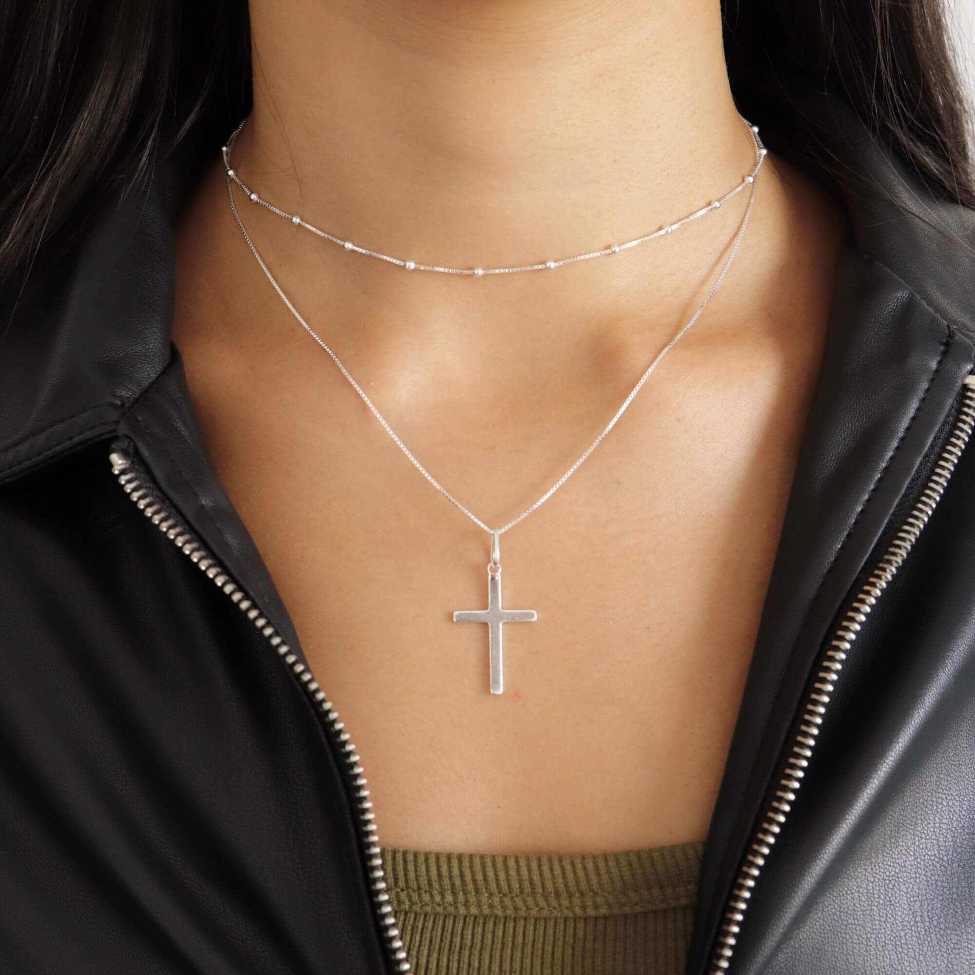 Colar Prata 925 Pingente Crucifixo Liso G Prata 7