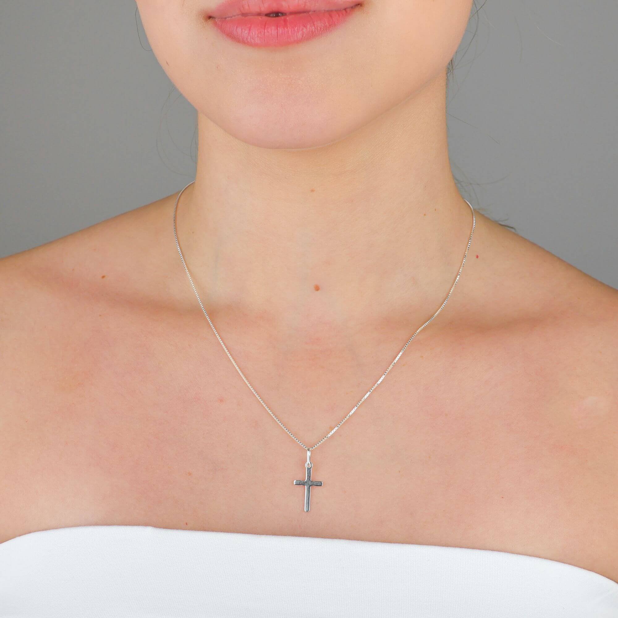 Colar Prata 925 Pingente Crucifixo Liso G Prata 8