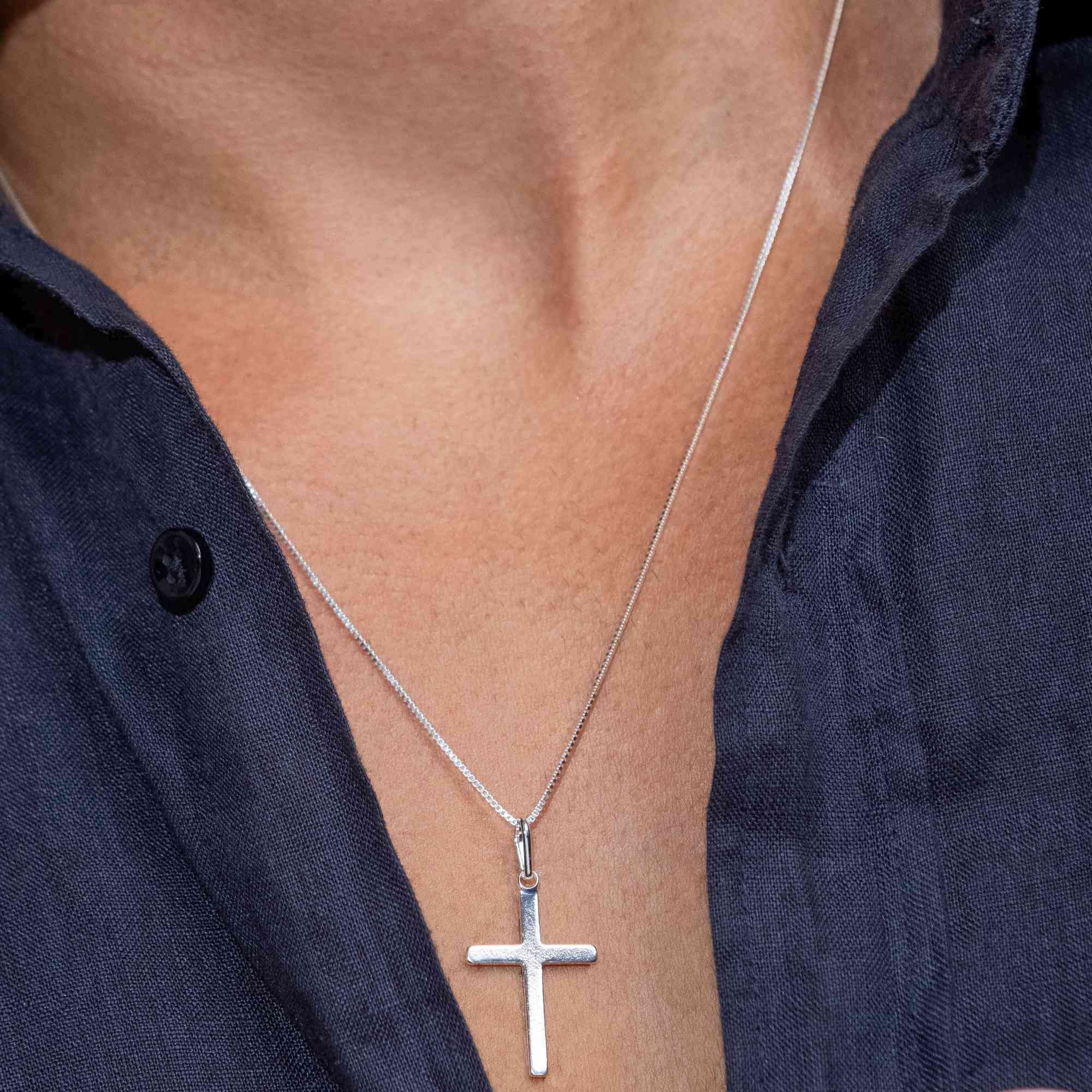 Colar Prata 925 Pingente Crucifixo Liso G Prata 9