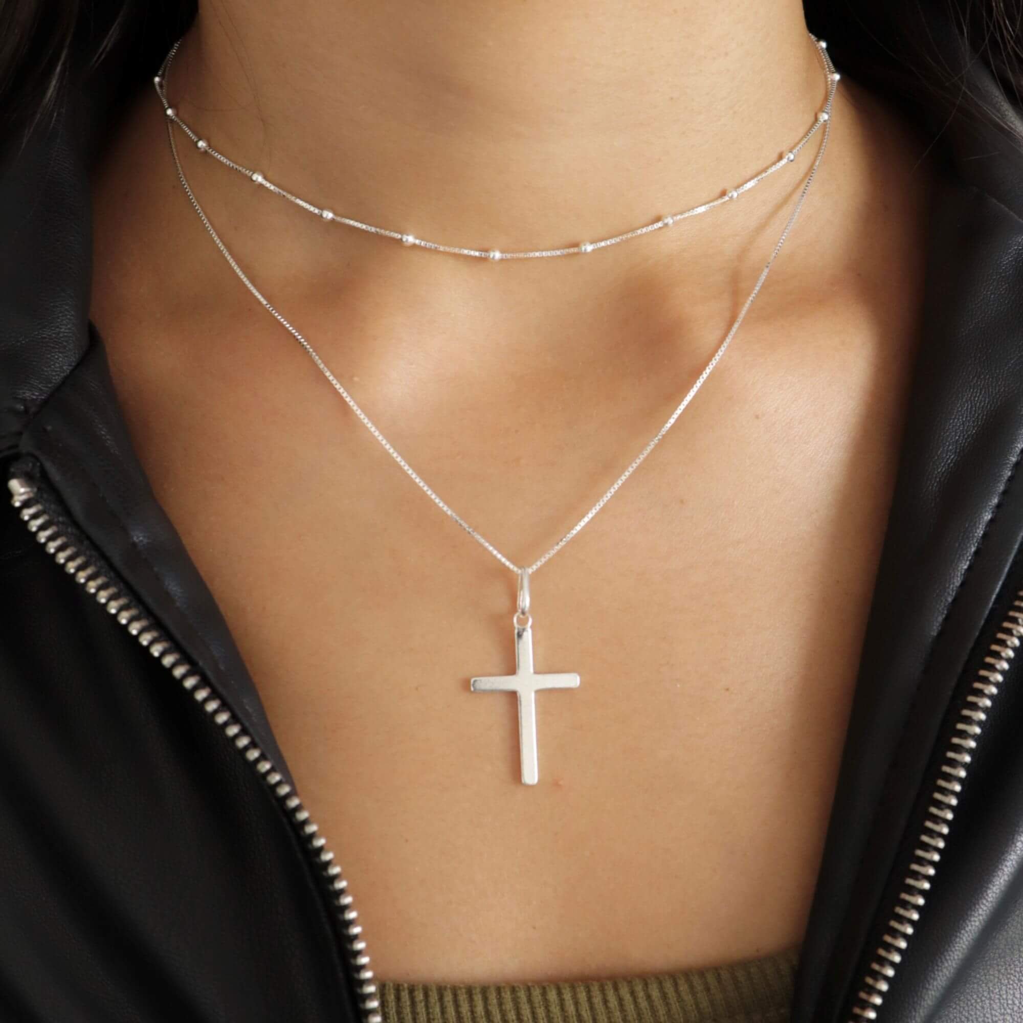 Colar Prata 925 Pingente Crucifixo Liso G Prata 10