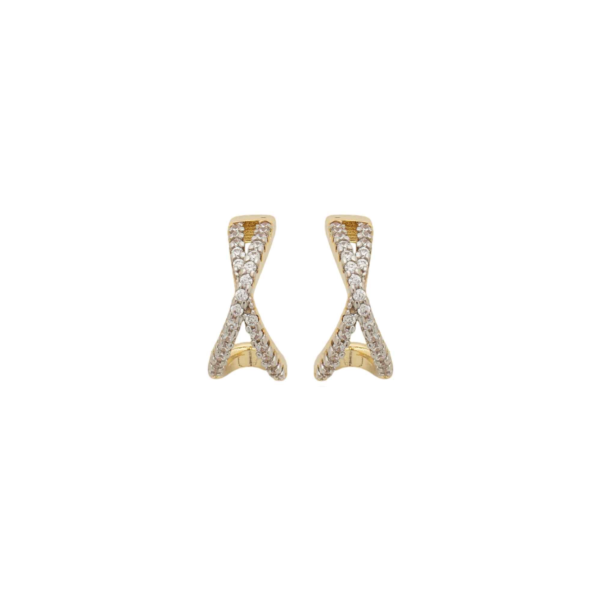 Brinco Folheado a Ouro 18k X Cravejado