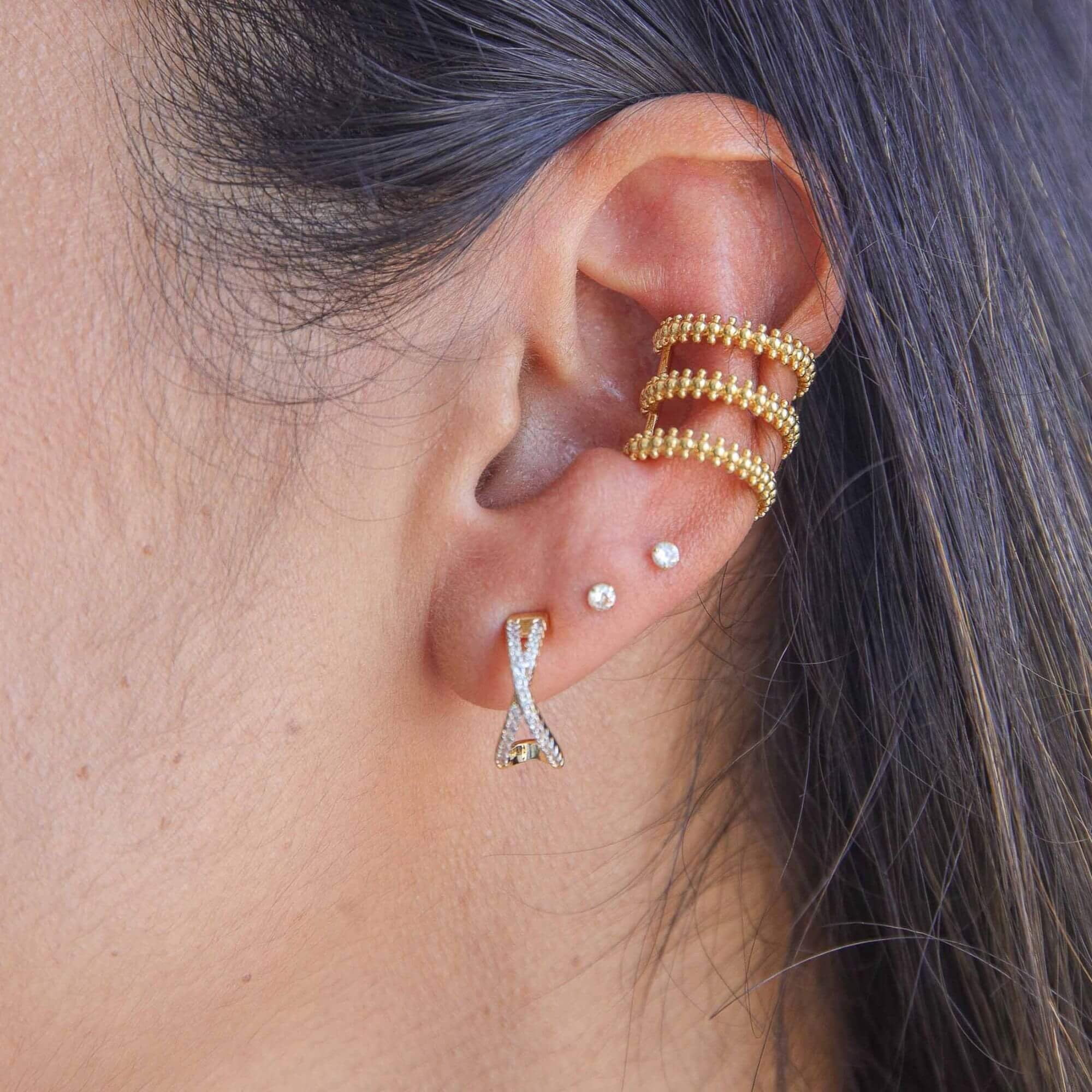 Brinco Folheado a Ouro 18k X Cravejado Ouro 18k 2