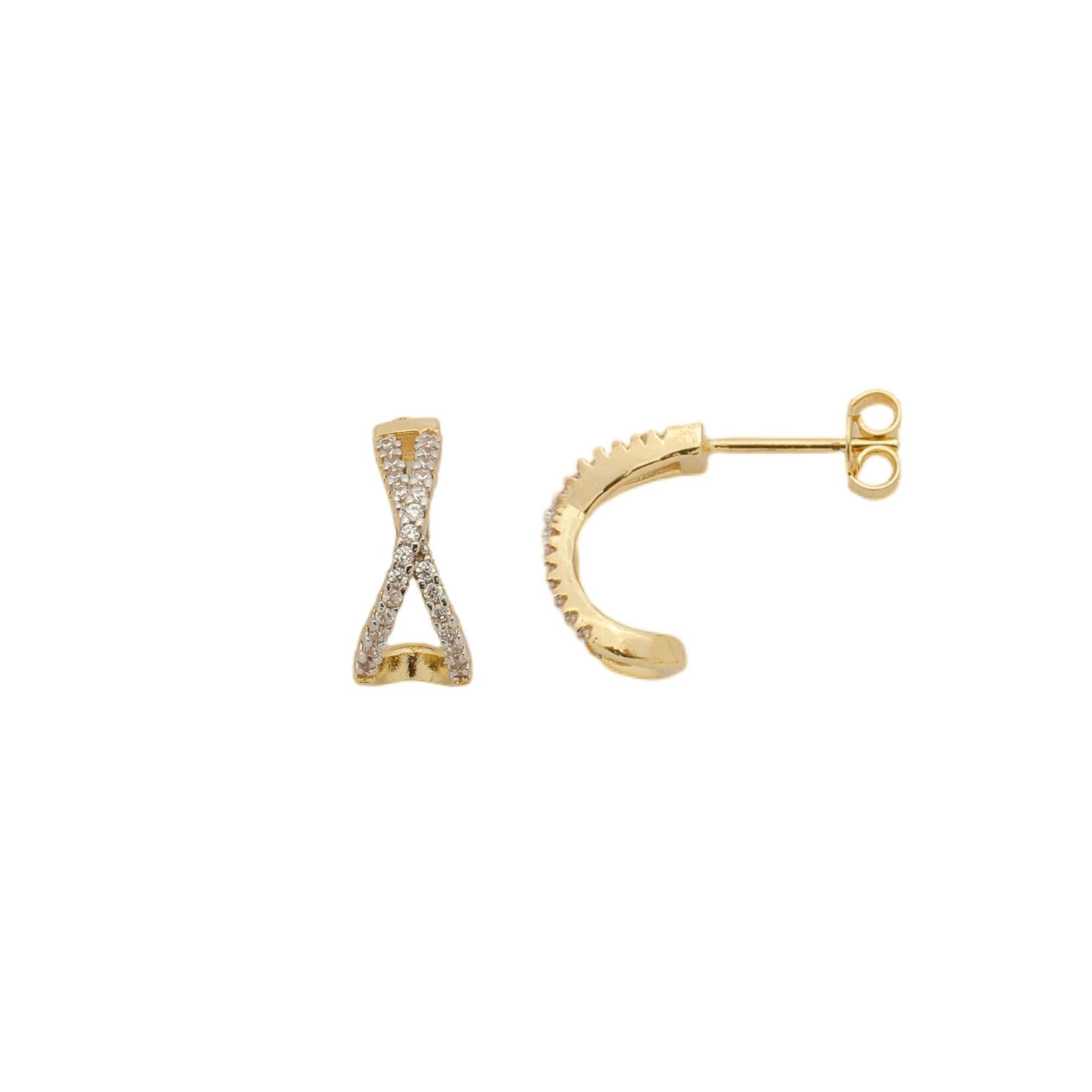 Brinco Folheado a Ouro 18k X Cravejado Ouro 18k 3