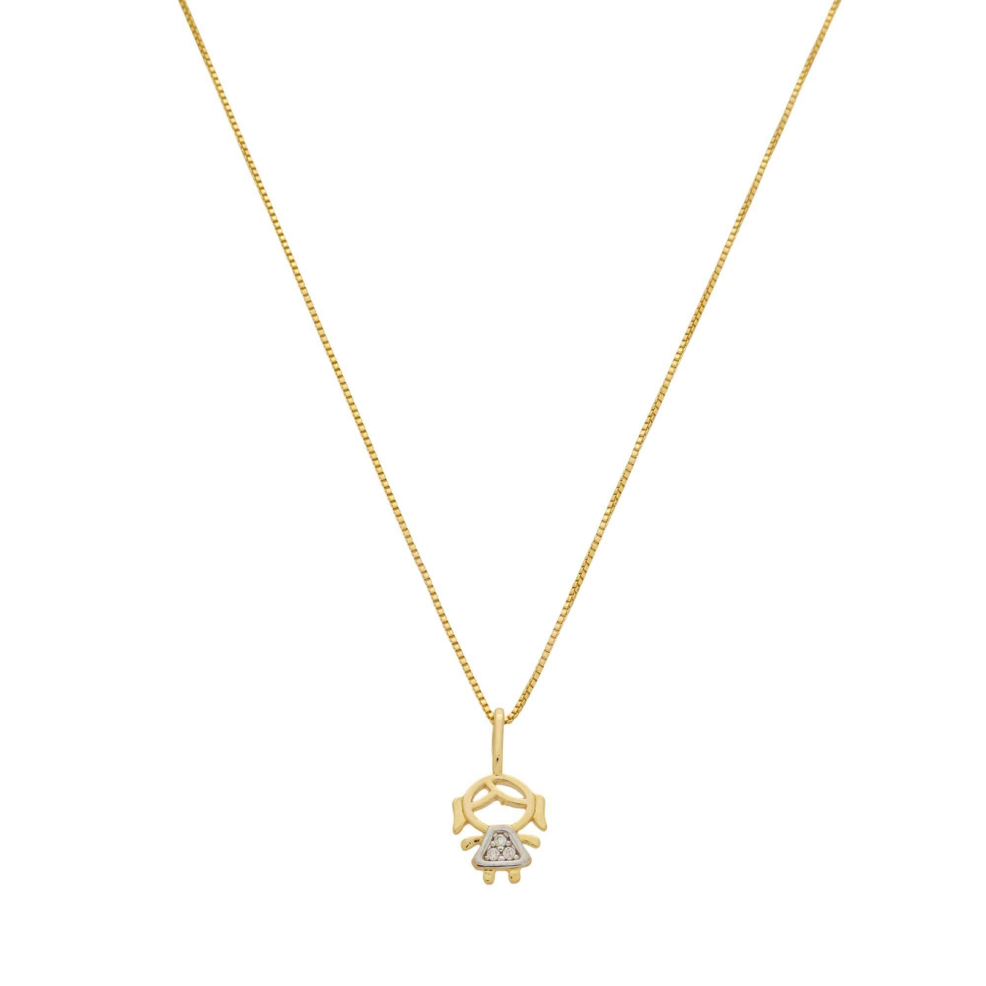Colar Folheado a Ouro 18k Pingente Filha Detalhes Zircônia P