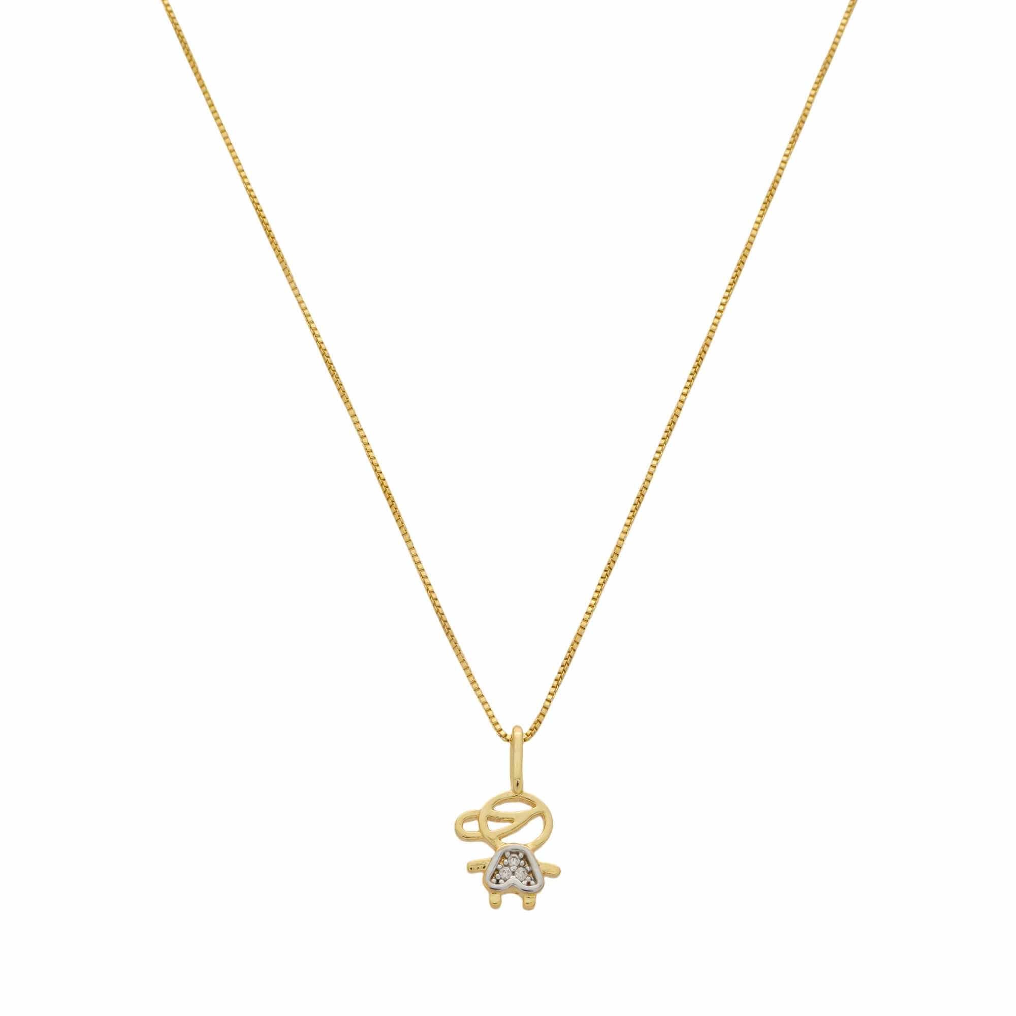 Colar Folheado a Ouro 18k Pingente Filho Detalhes Zircônia P