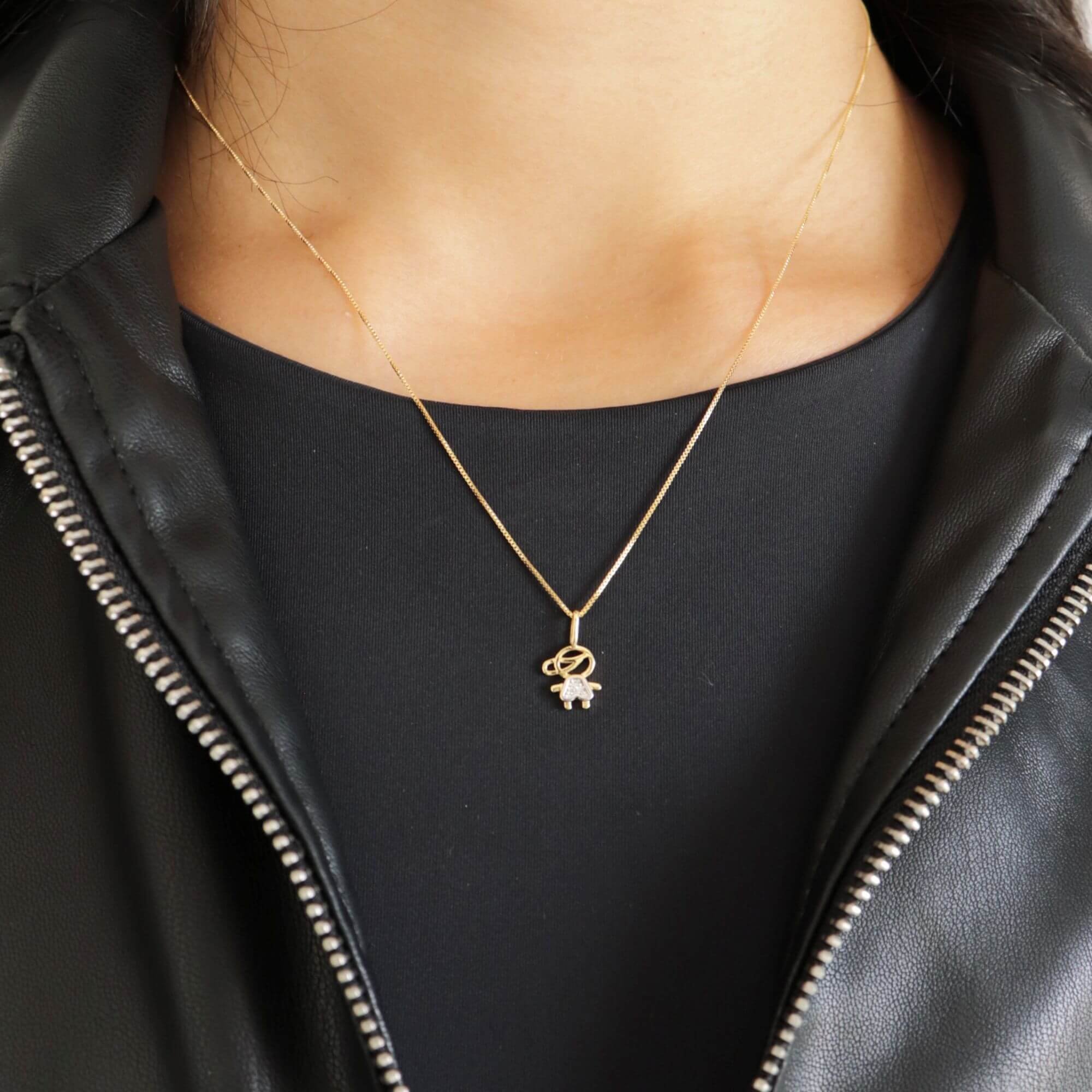 Colar Folheado a Ouro 18k Pingente Filho Detalhes Zircônia P Ouro 18k 2