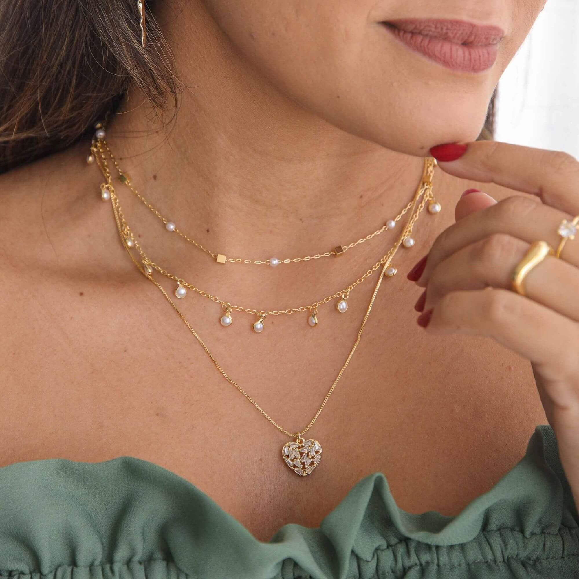 Choker Folheado a Ouro 18k Pingente Pérola P Ouro 18k 2