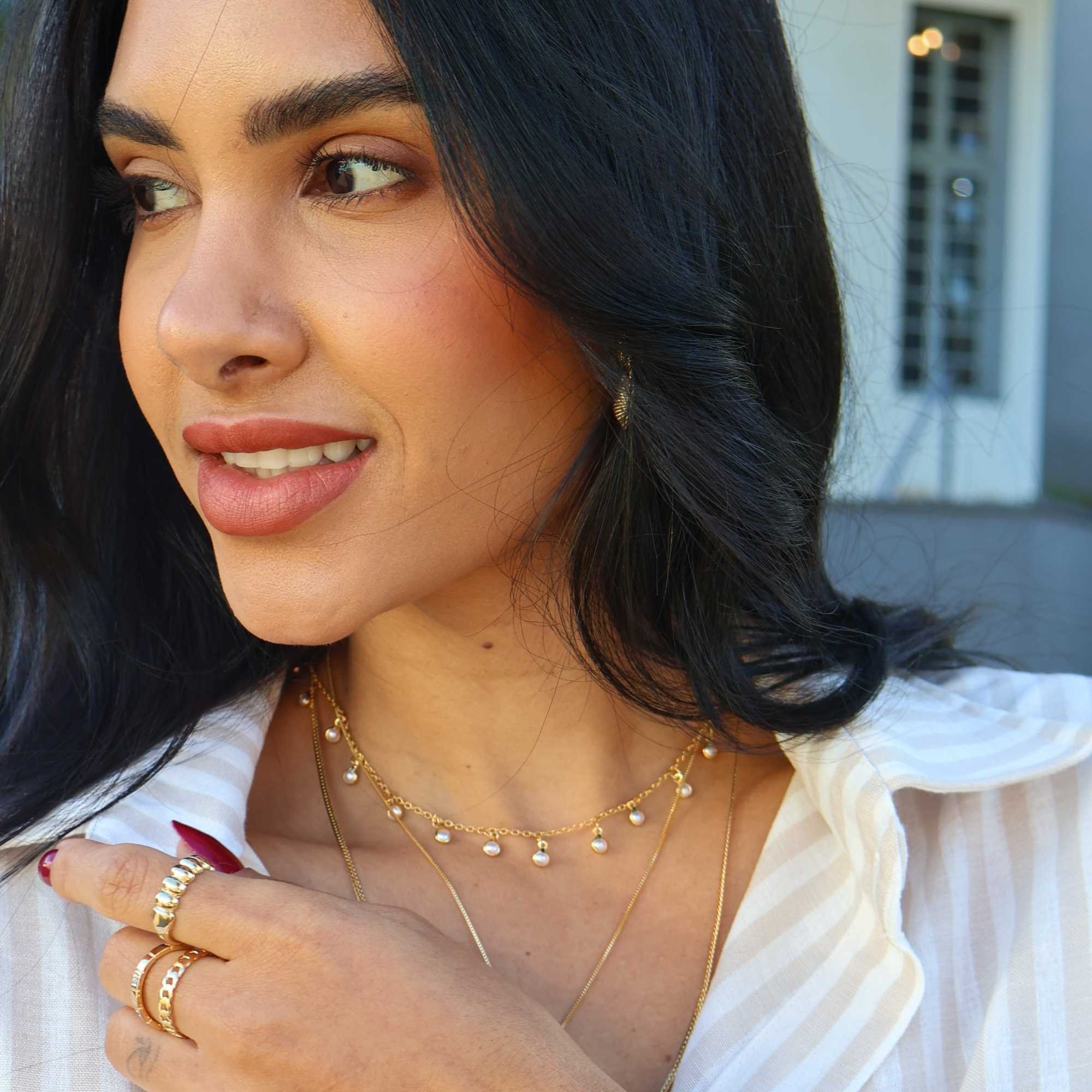 Choker Folheado a Ouro 18k Pingente Pérola P Ouro 18k 5