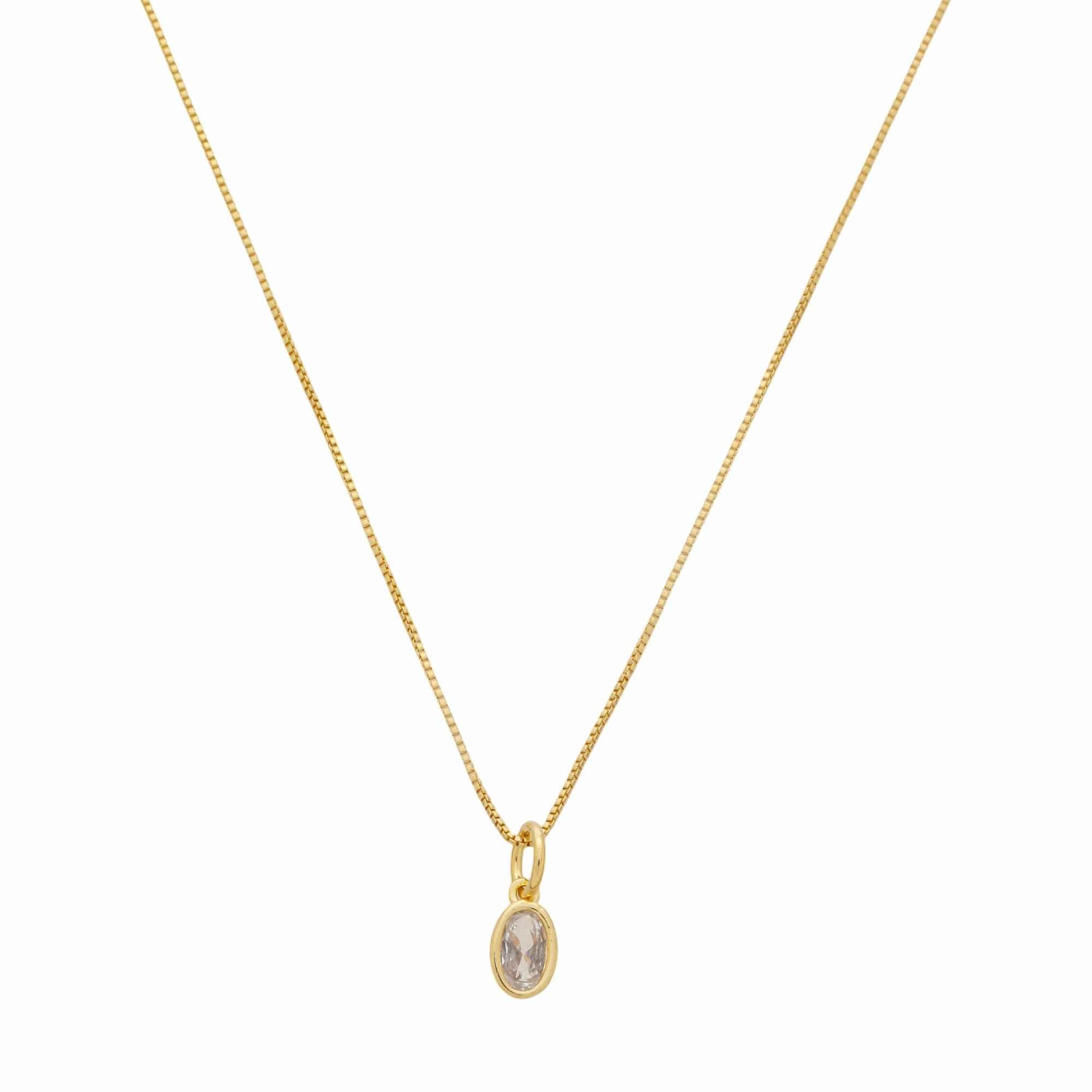 Colar Folheado a Ouro 18k Pingente Zircônia Oval PP