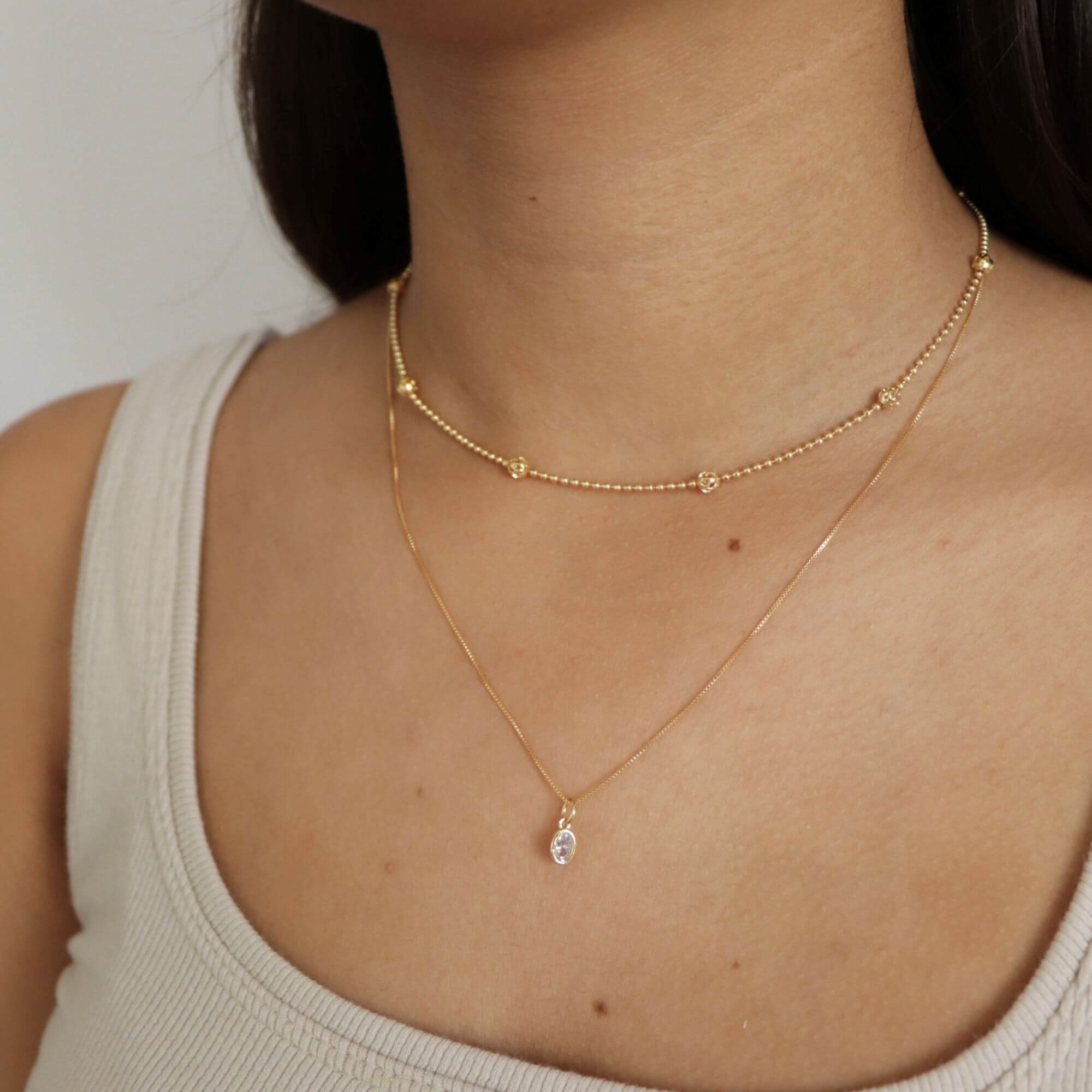 Colar Folheado a Ouro 18k Pingente Zircônia Oval PP Ouro 18k 3