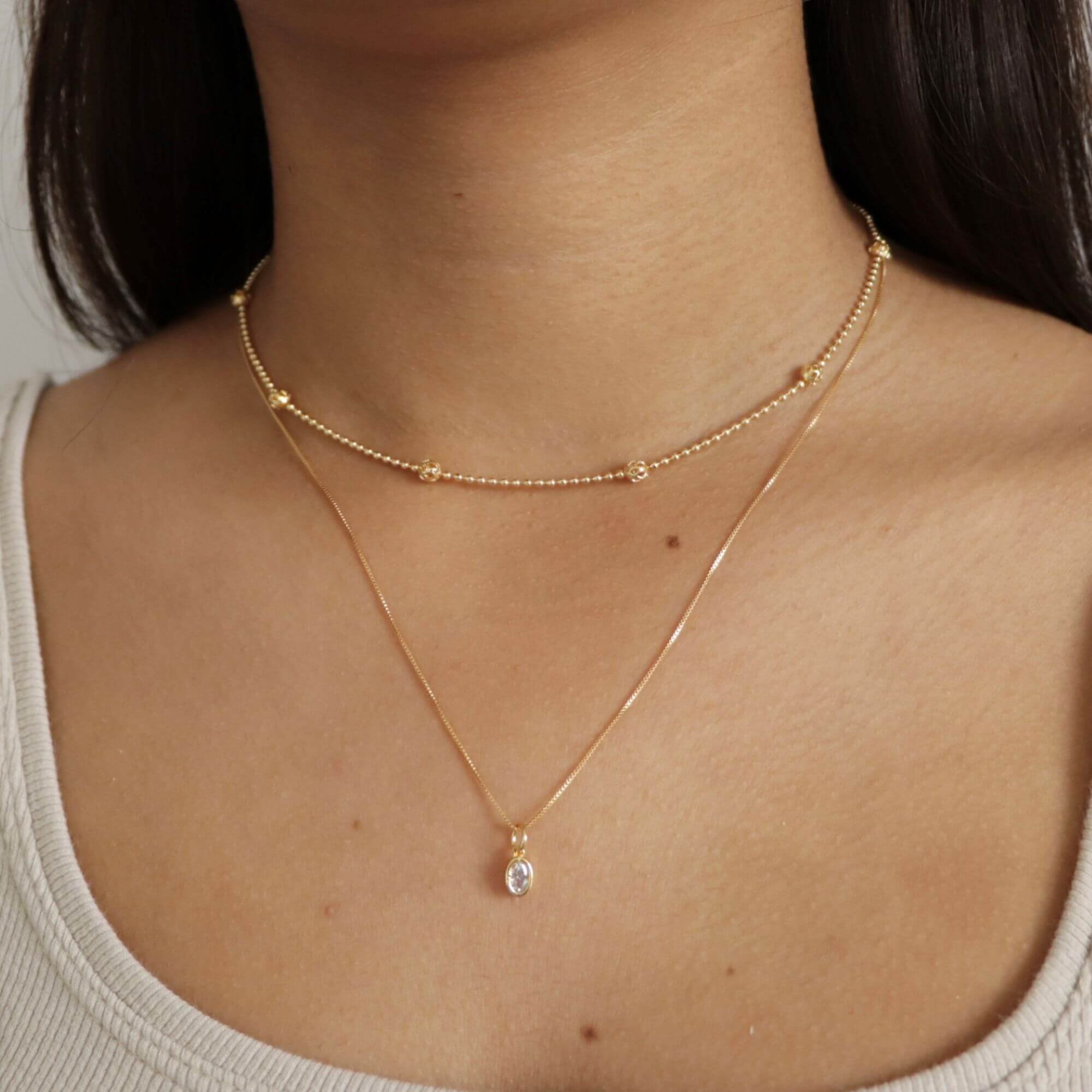 Colar Folheado a Ouro 18k Pingente Zircônia Oval PP Ouro 18k 4