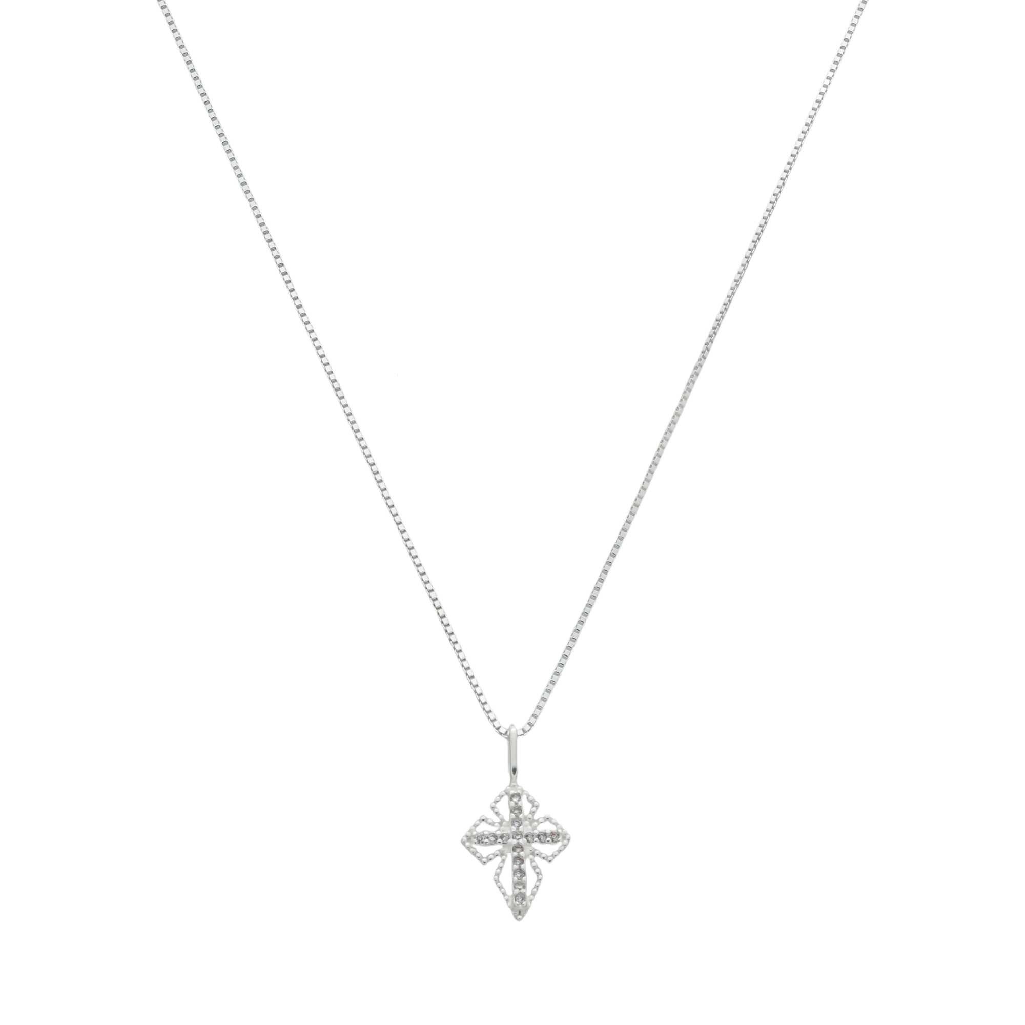 Colar Prata 925 Crucifixo e Detalhes