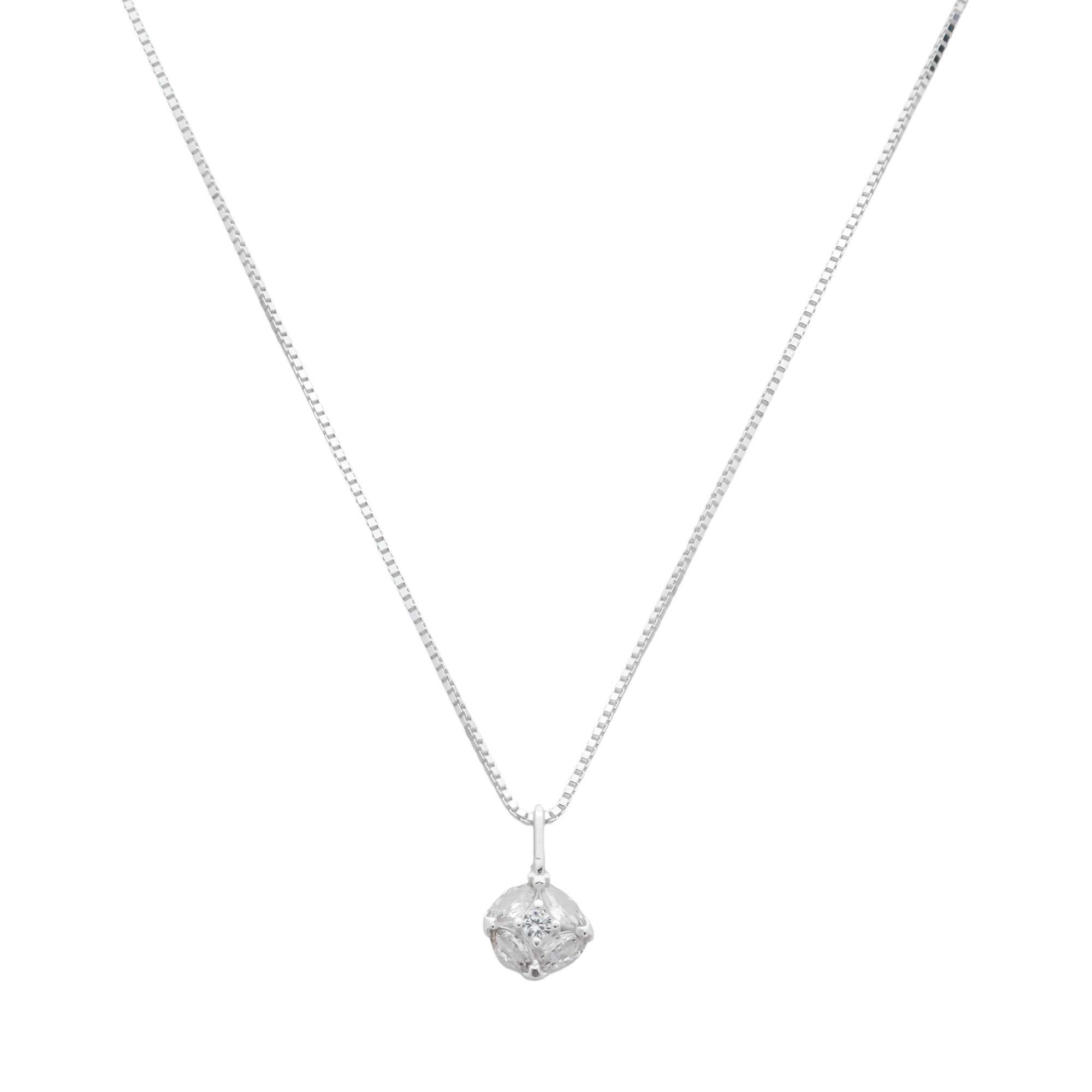 Colar Prata 925 Zircônia com Detalhes Prata 1