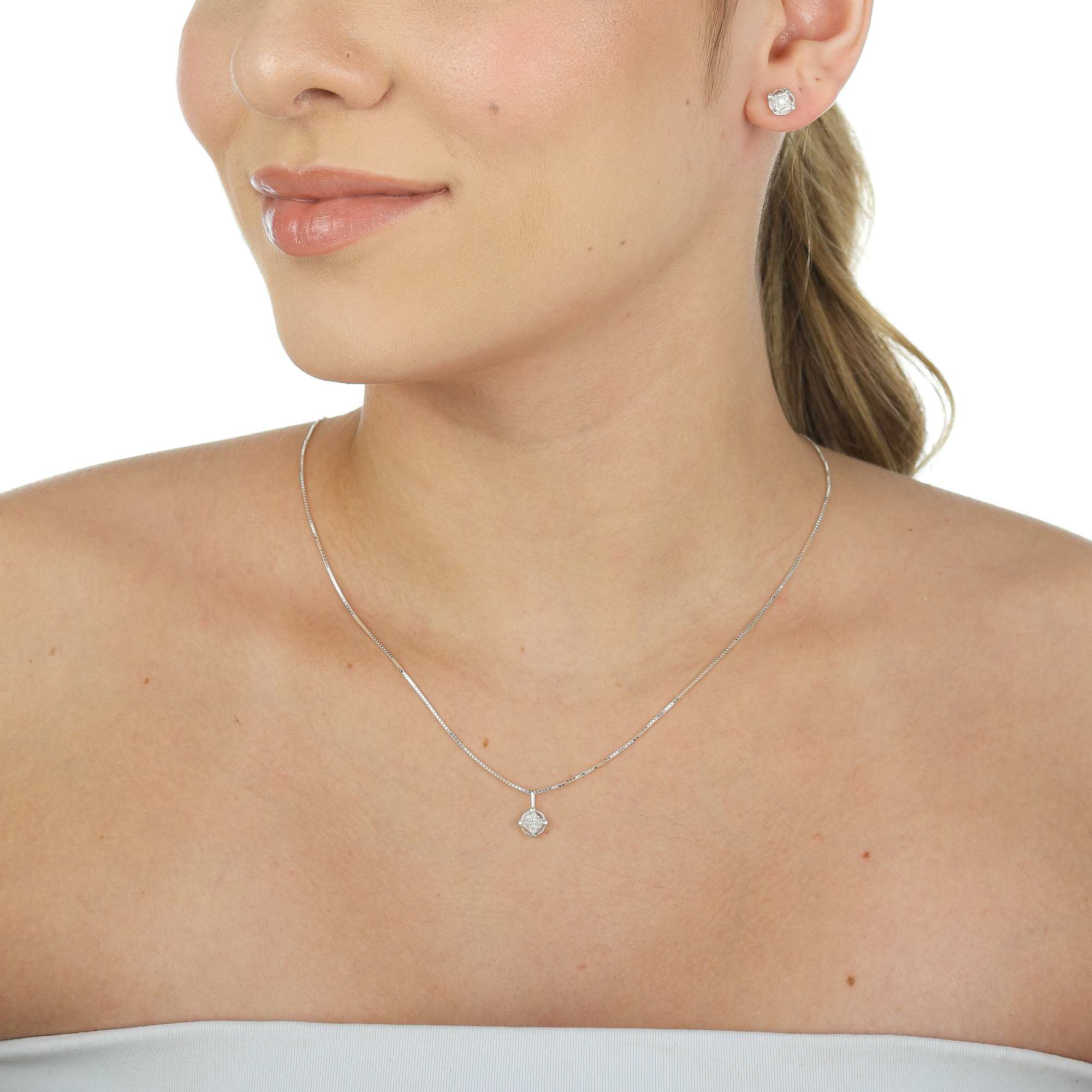 Colar Prata 925 Zircônia com Detalhes Prata 2