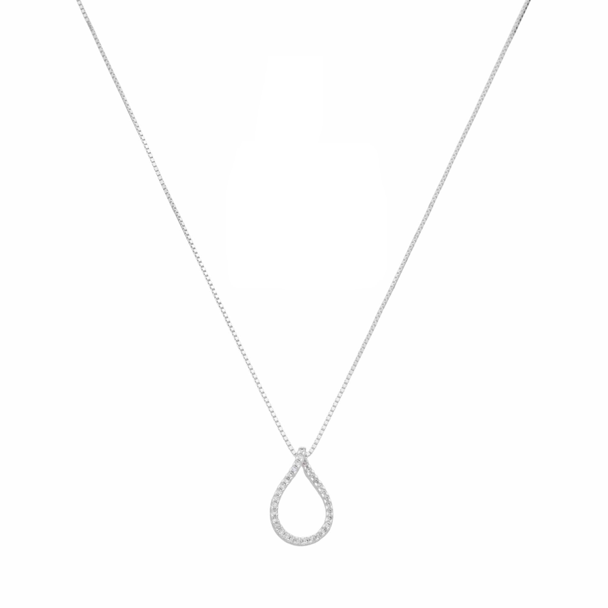 Colar Prata 925 Gota Cravejada Vazado M
