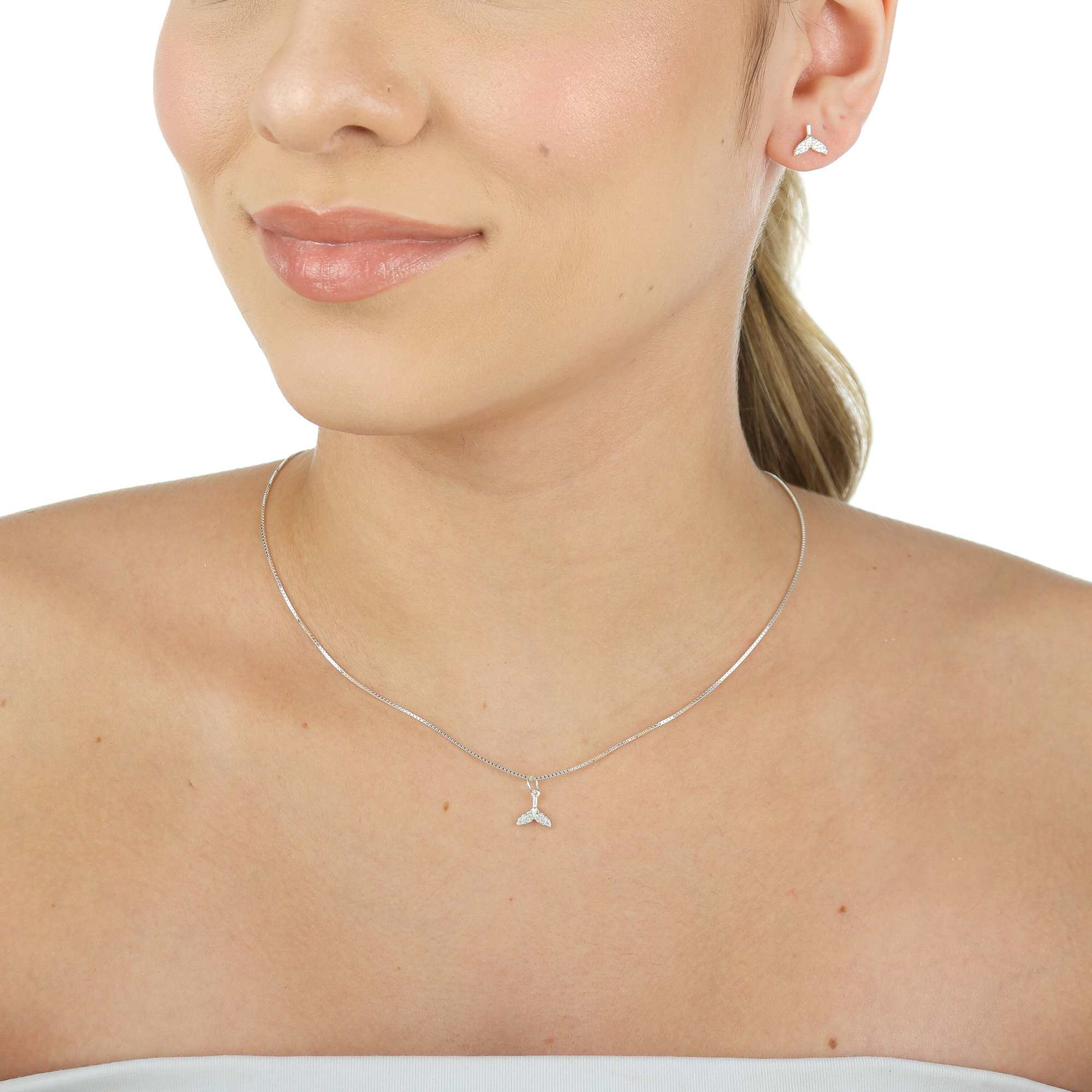 Conjunto Prata 925 Rabo de Baleia Cravejado Prata 925 2