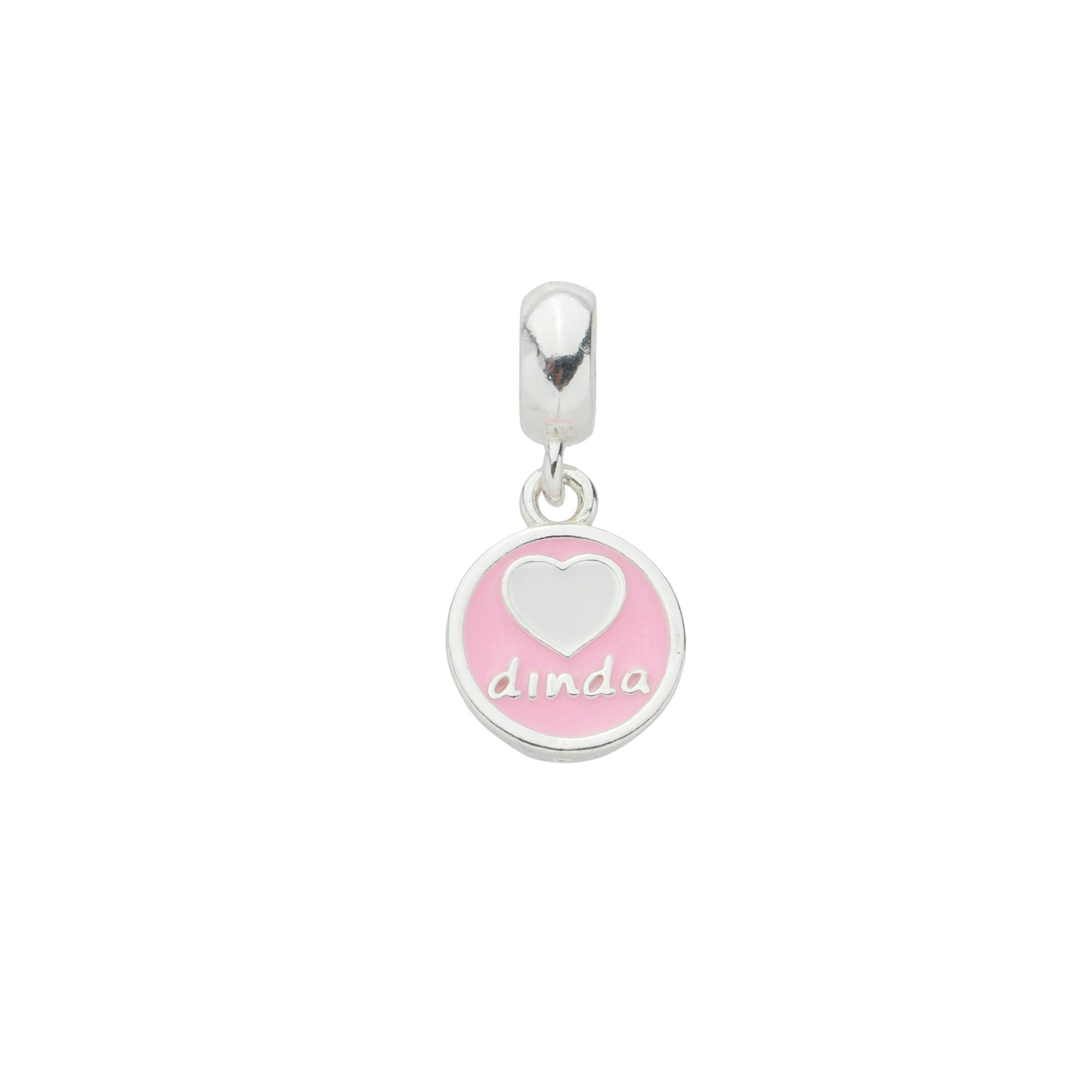 Berloque Prata 925 Pingente Dinda Resina Rosa