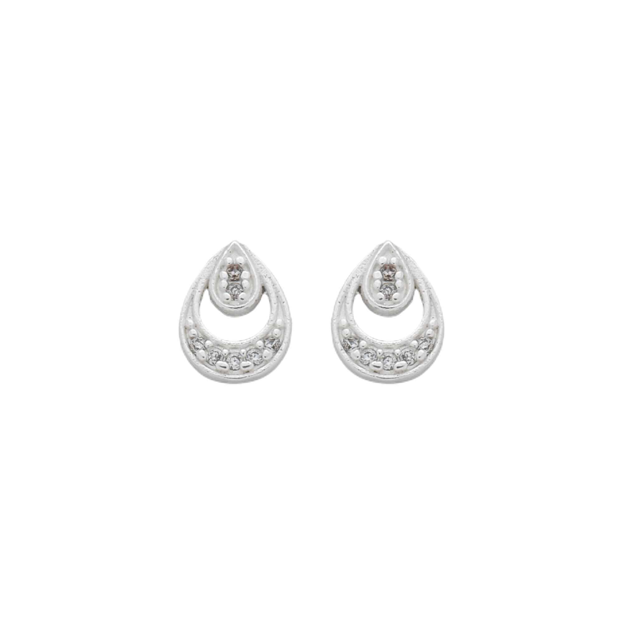Brinco Prata 925 Dupla Gota Cravejada