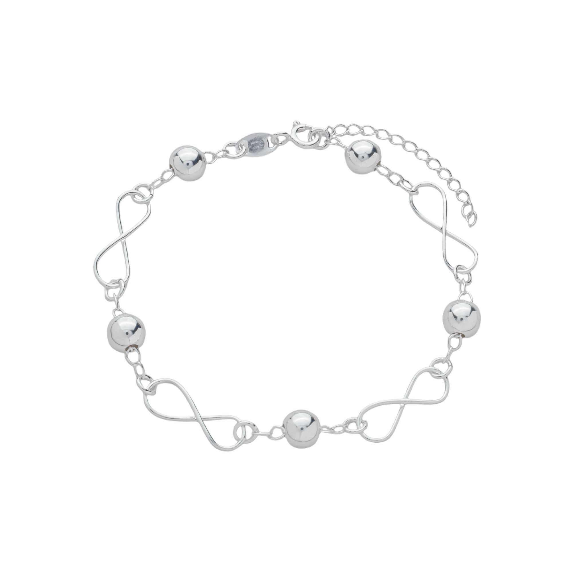 Pulseira Prata 925 Símbolo Infinito e Bolinhas G