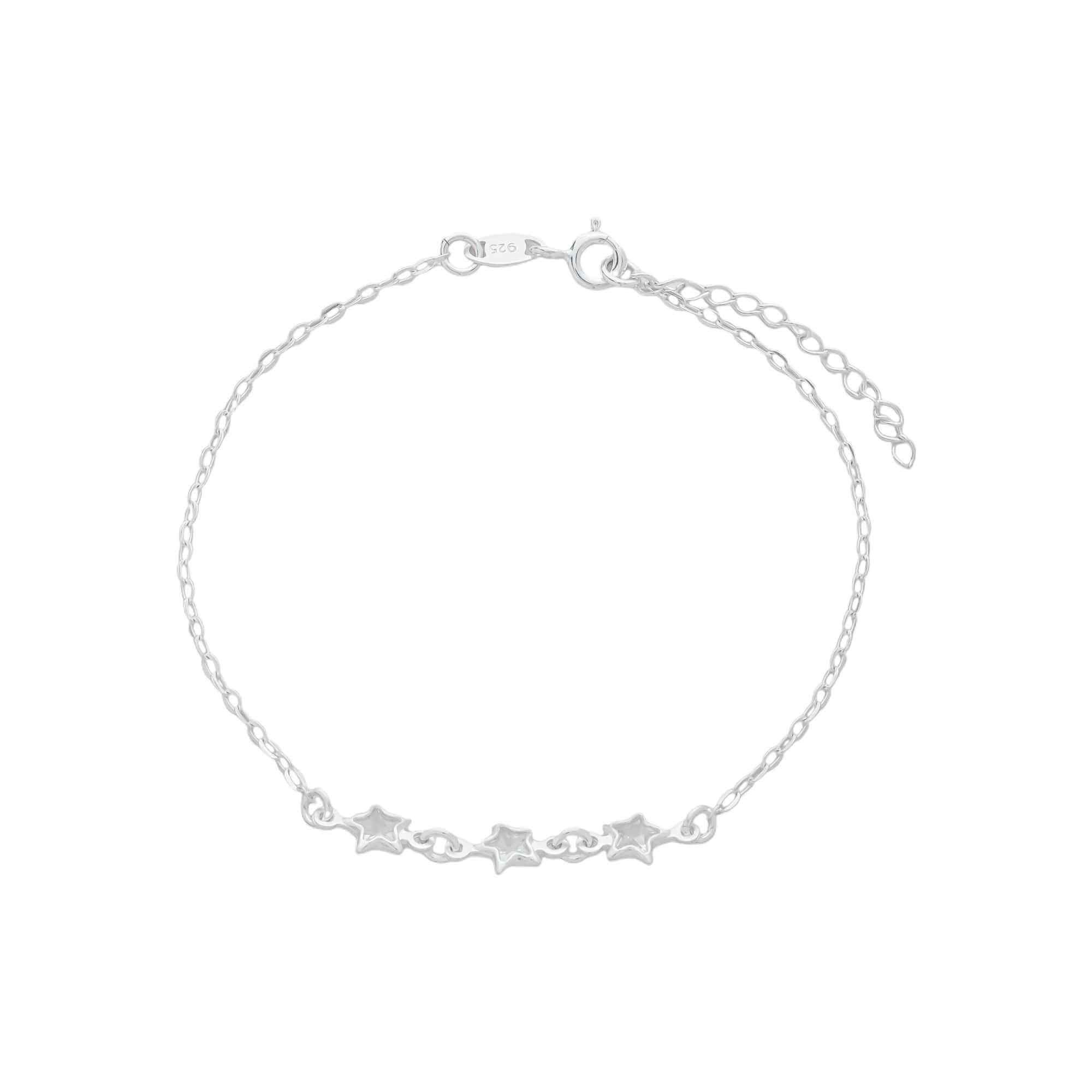 Pulseira Prata 925 Estrelas Zircônia