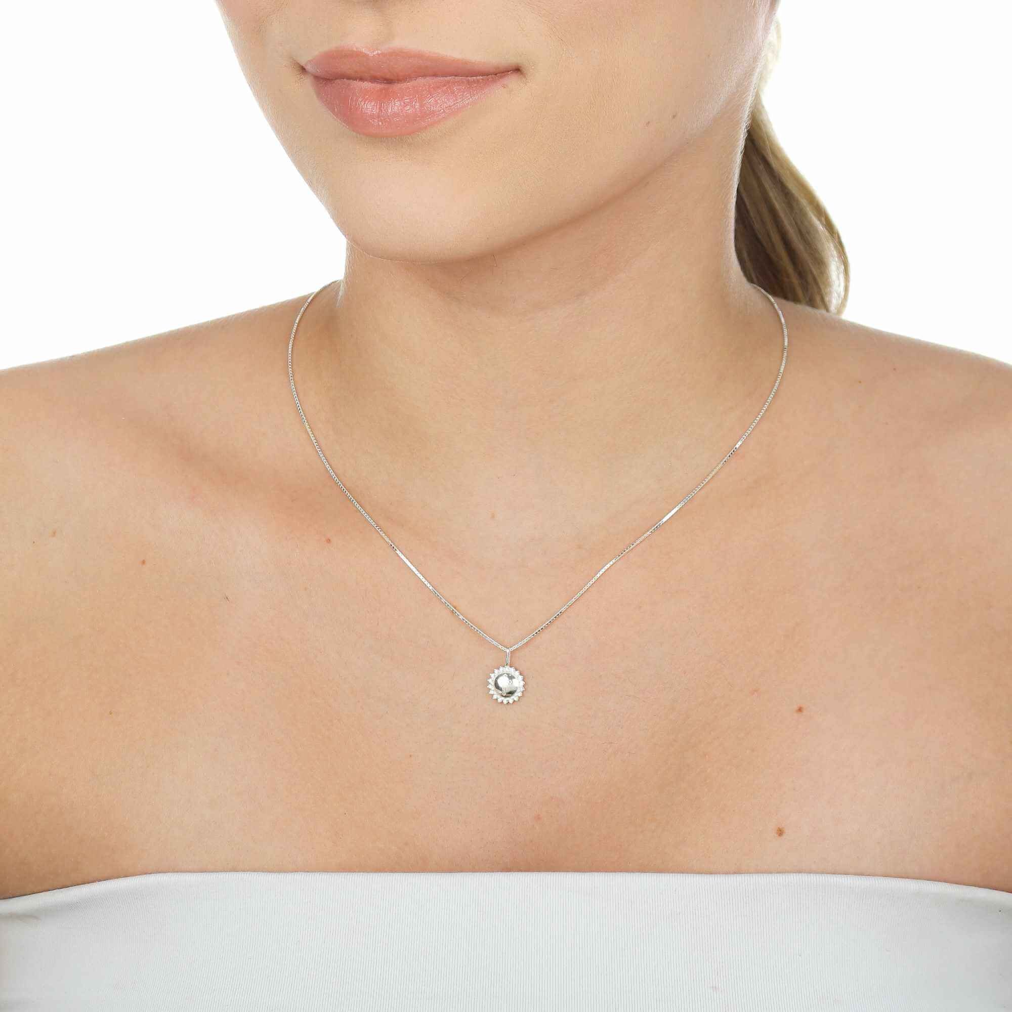 Colar Prata 925 Pingente Redondo Crucifixo Prata 3