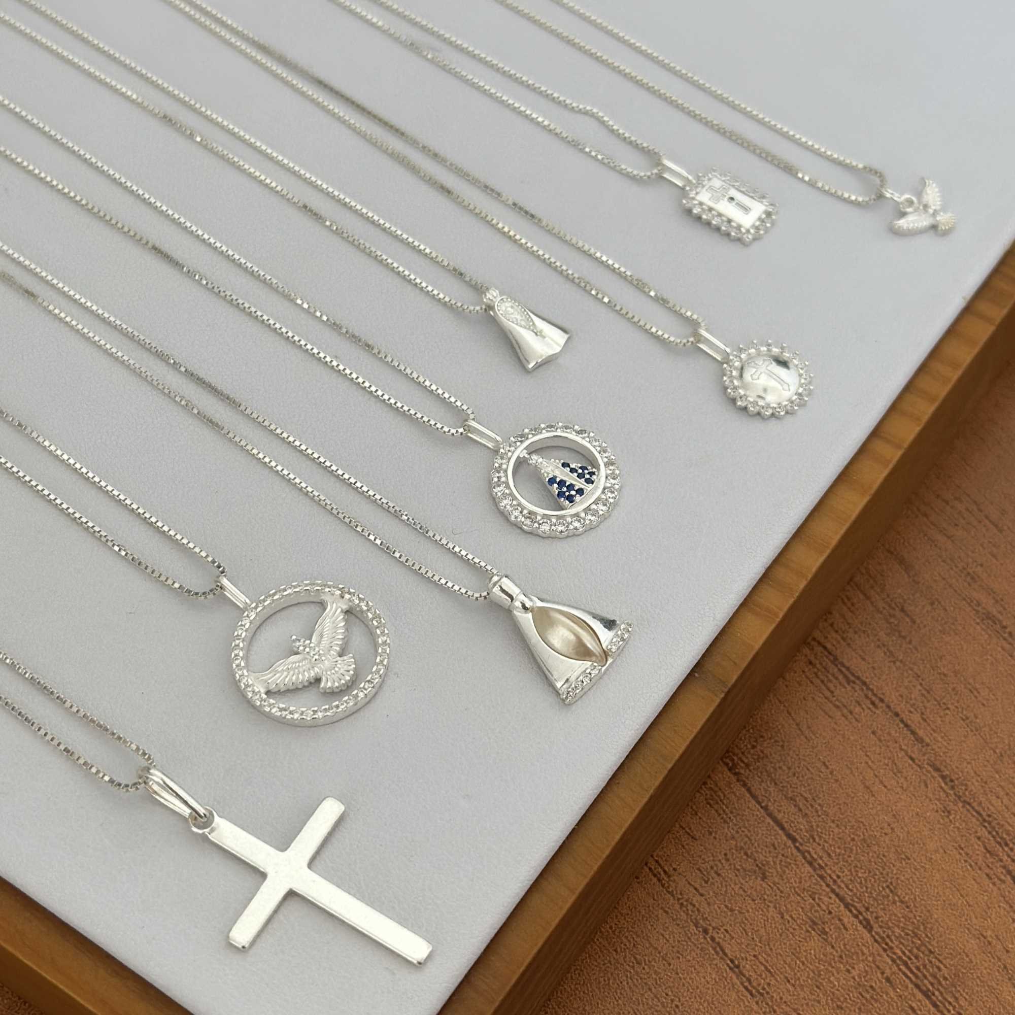 Colar Prata 925 Pingente Redondo Crucifixo Prata 4