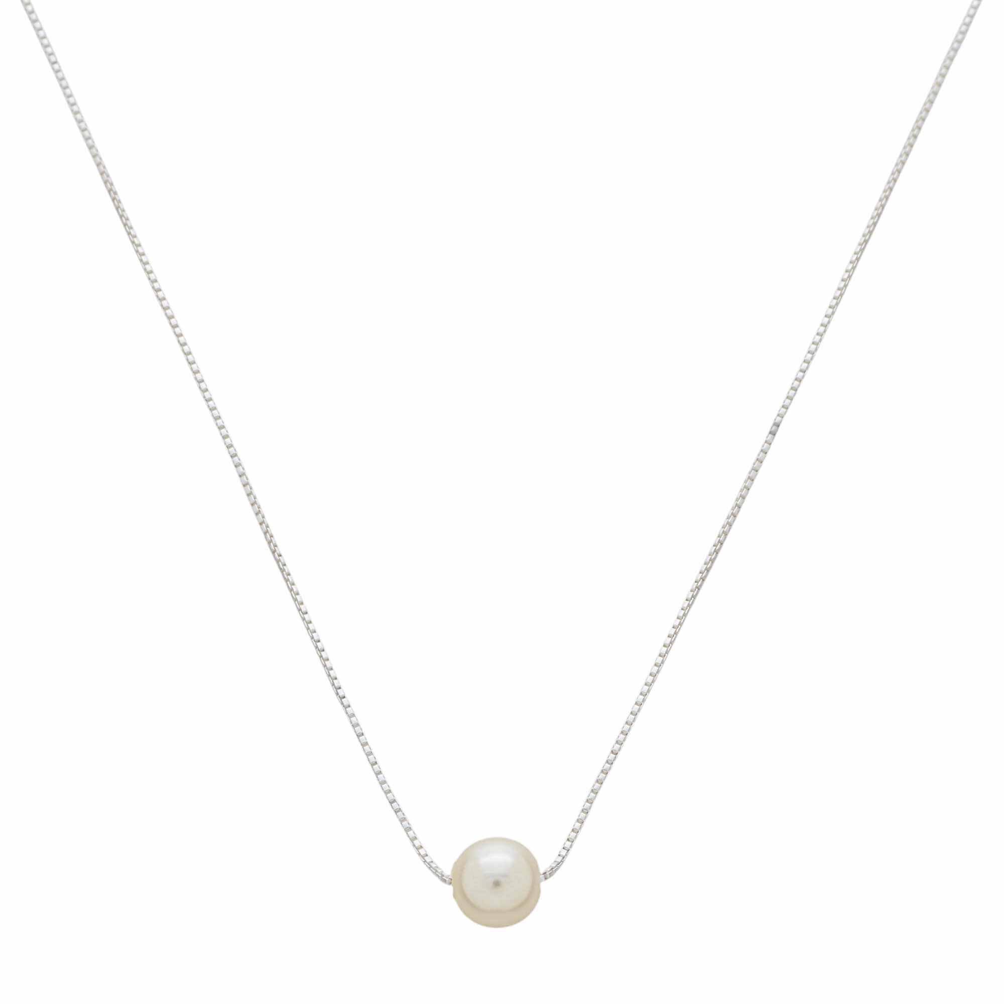 Colar Prata 925 Pérola 6mm