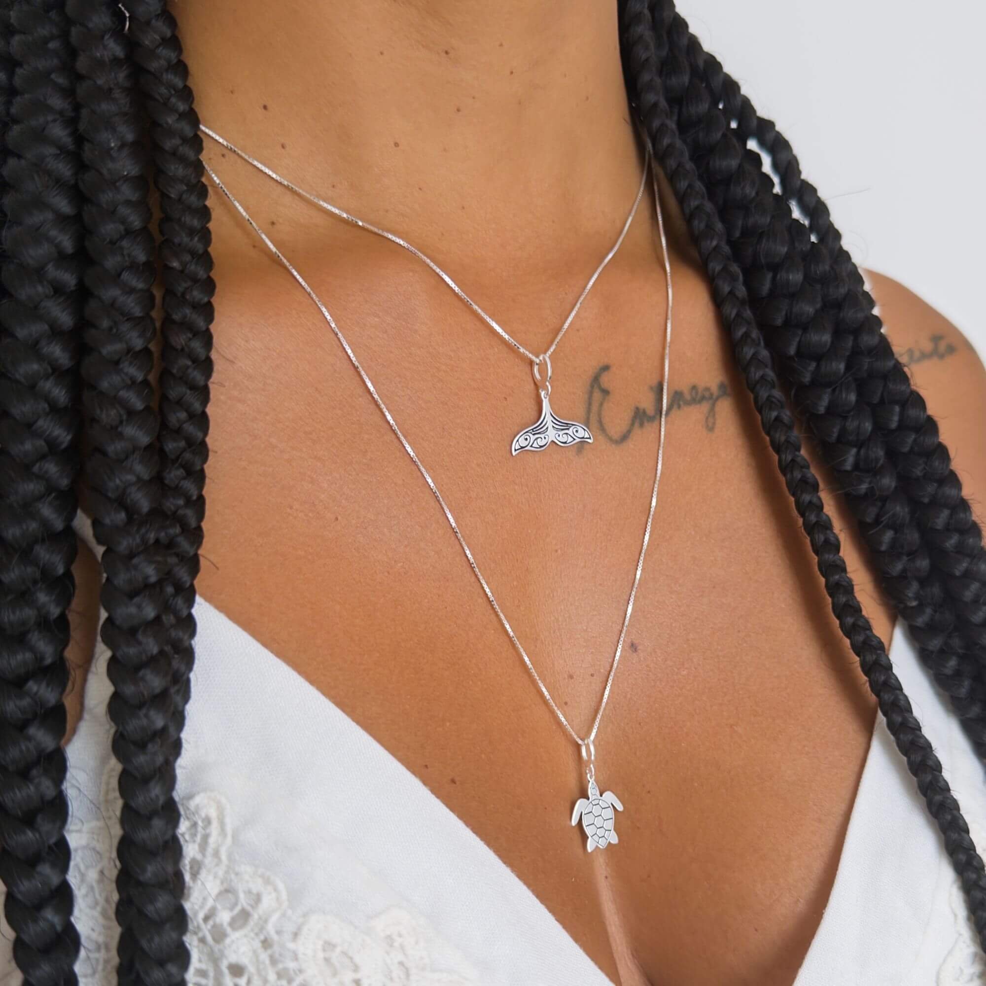 Colar Prata 925 Rabo de Baleia Detalhes Boho Prata 4