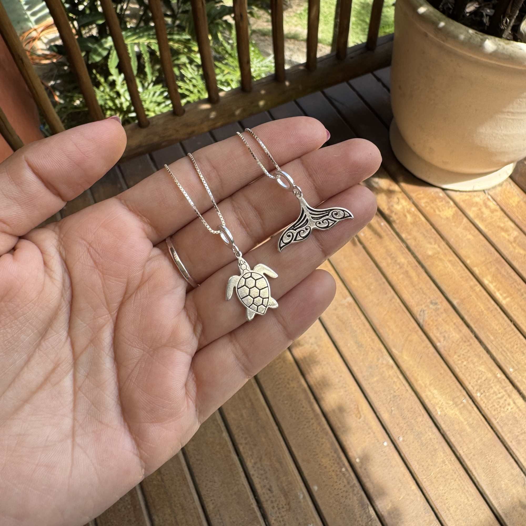 Pingente Prata 925 Rabo de Baleia Detalhes Boho Prata 925 3