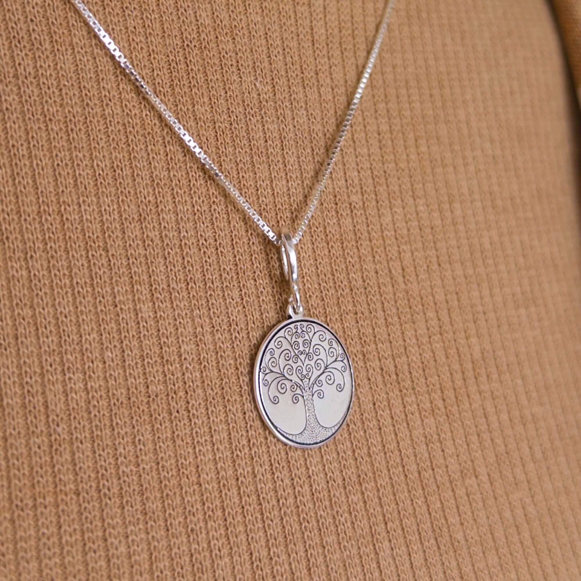 Pingente Prata 925 Medalha Árvore da Vida Prata 3