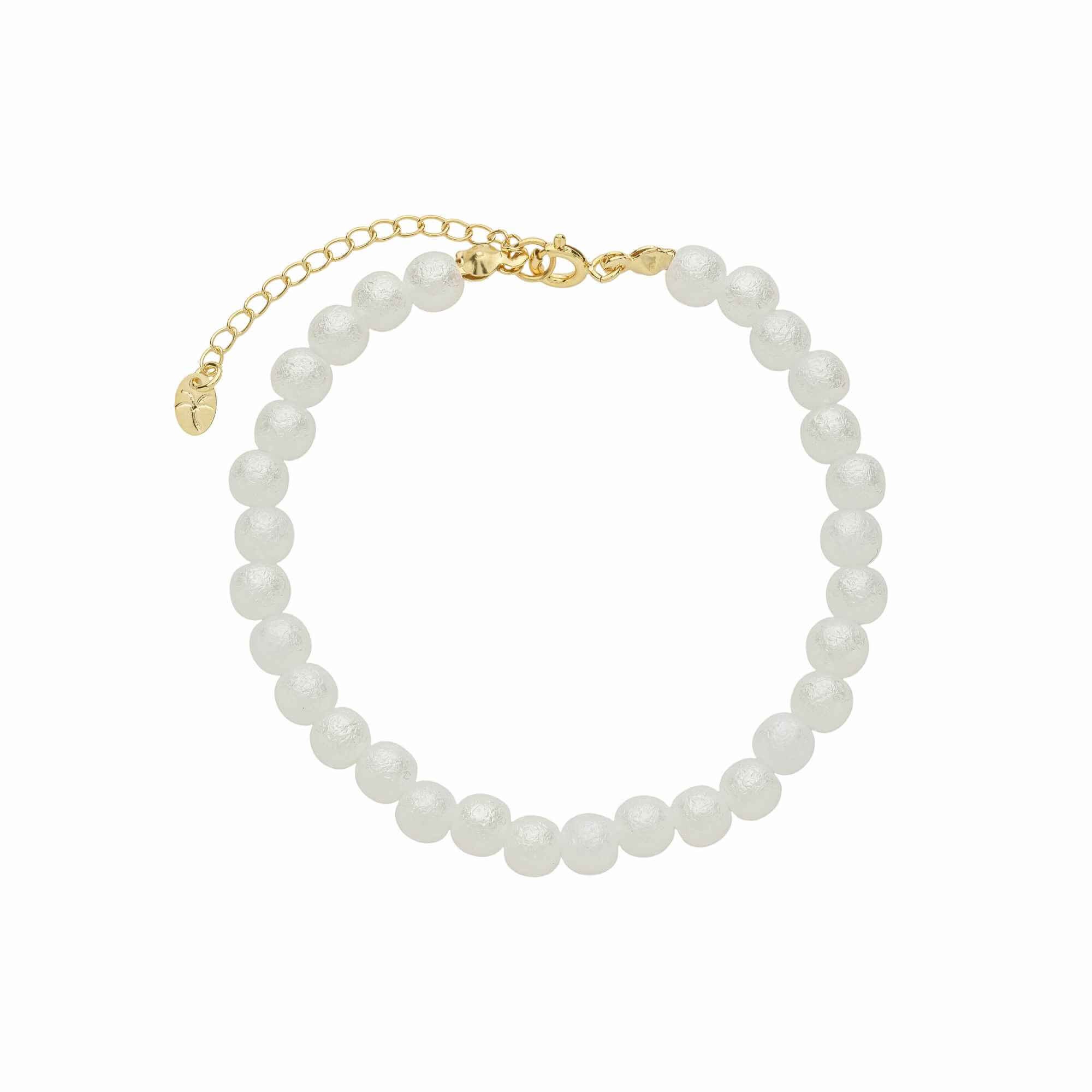 Pulseira Folheado a Ouro 18k Pérola Redonda Texturizada
