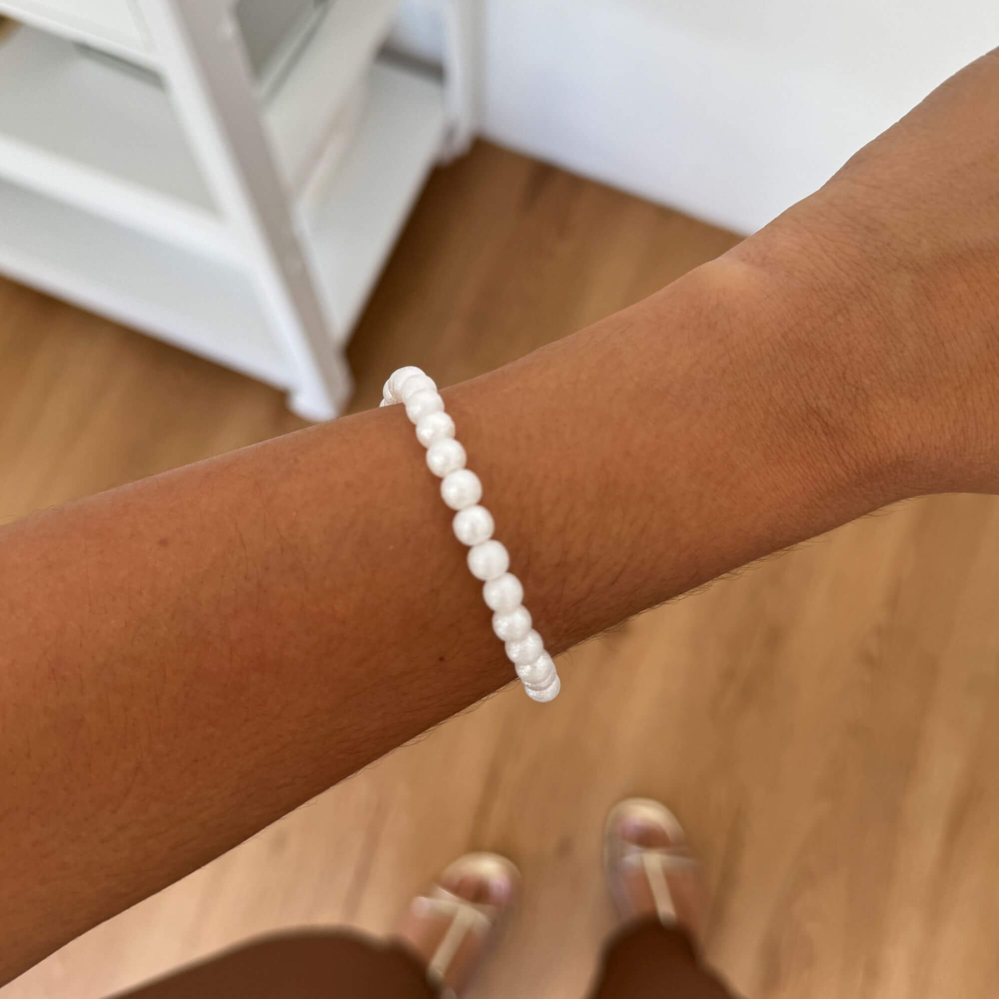 Pulseira Folheado a Ouro 18k Pérola Redonda Texturizada Branco 4